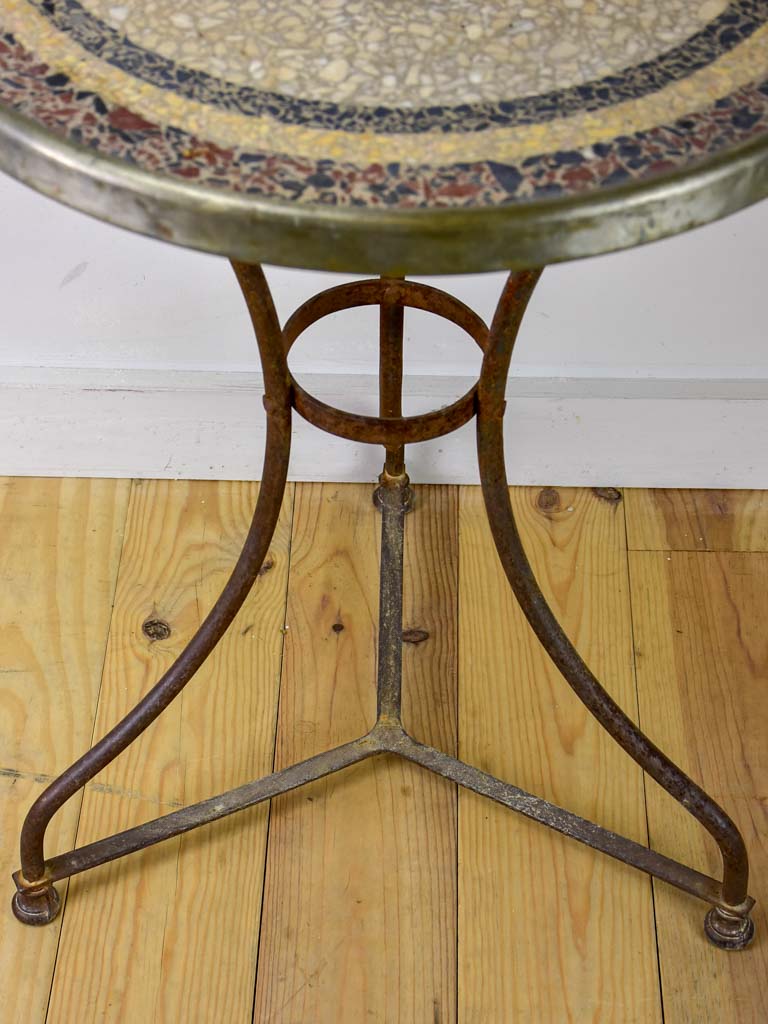 Antique French bistro table with granite top