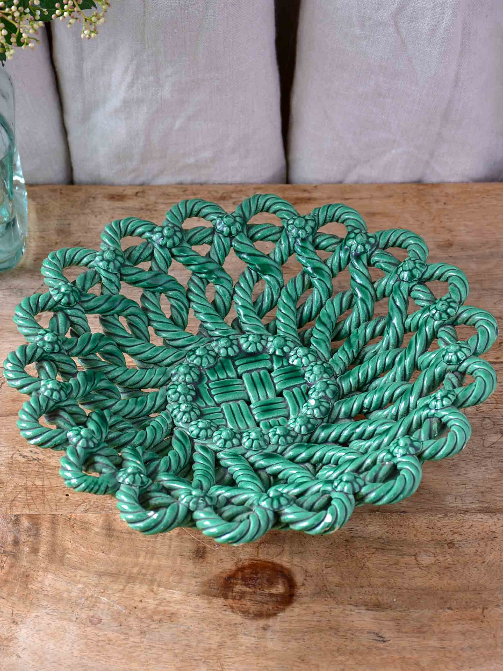 Vintage Vallauris bowl with green glaze