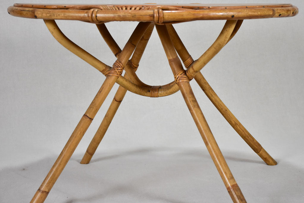 Janine Abraham 1960's coffee table with wicker detail and bamboo legs 26¾"