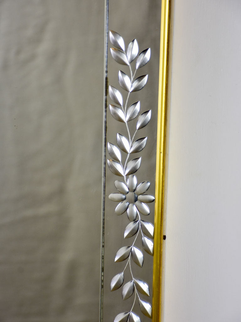 Tapered Venetian mirror with etched frame 32"