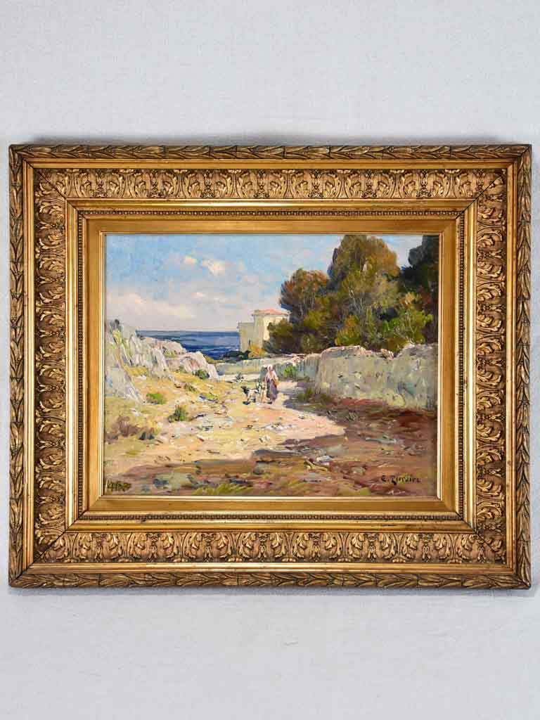 Urban coastal landscape - Clovis Frédérick Terraire (1858-1931) 20½" x 24"