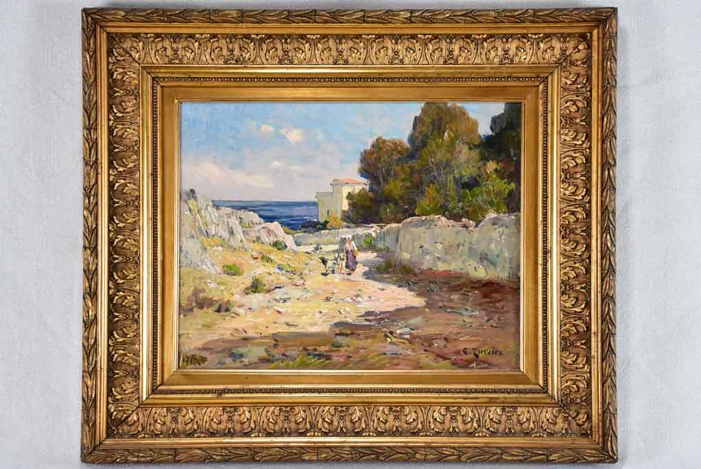 Urban coastal landscape - Clovis Frédérick Terraire (1858-1931) 20½" x 24"