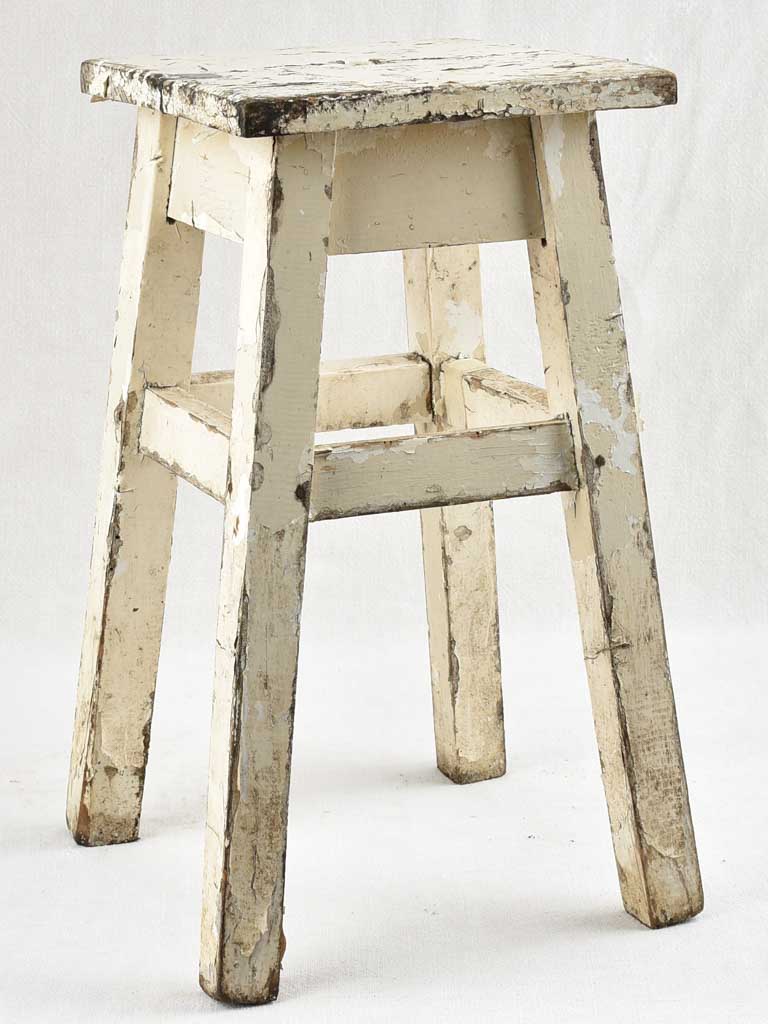 Vintage French stool with white patina