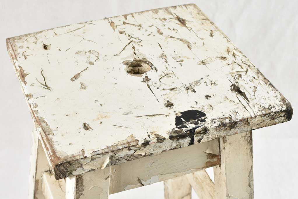 Vintage French stool with white patina