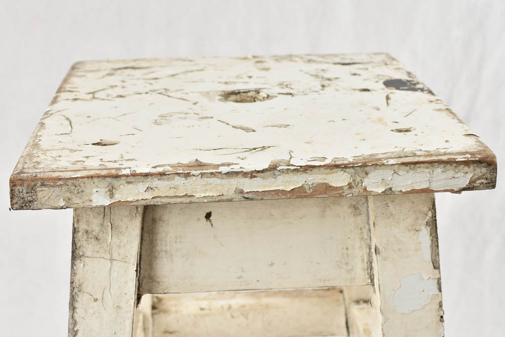 Vintage French stool with white patina