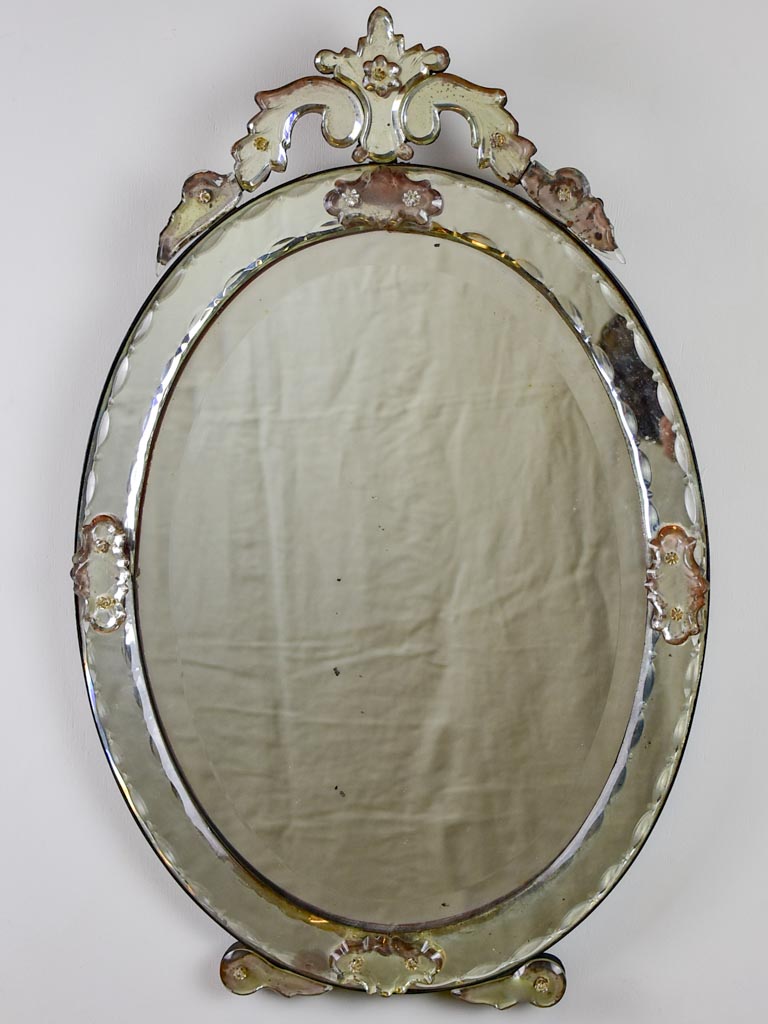 Antique Venetian mirror - oval 26½" x 17¾"