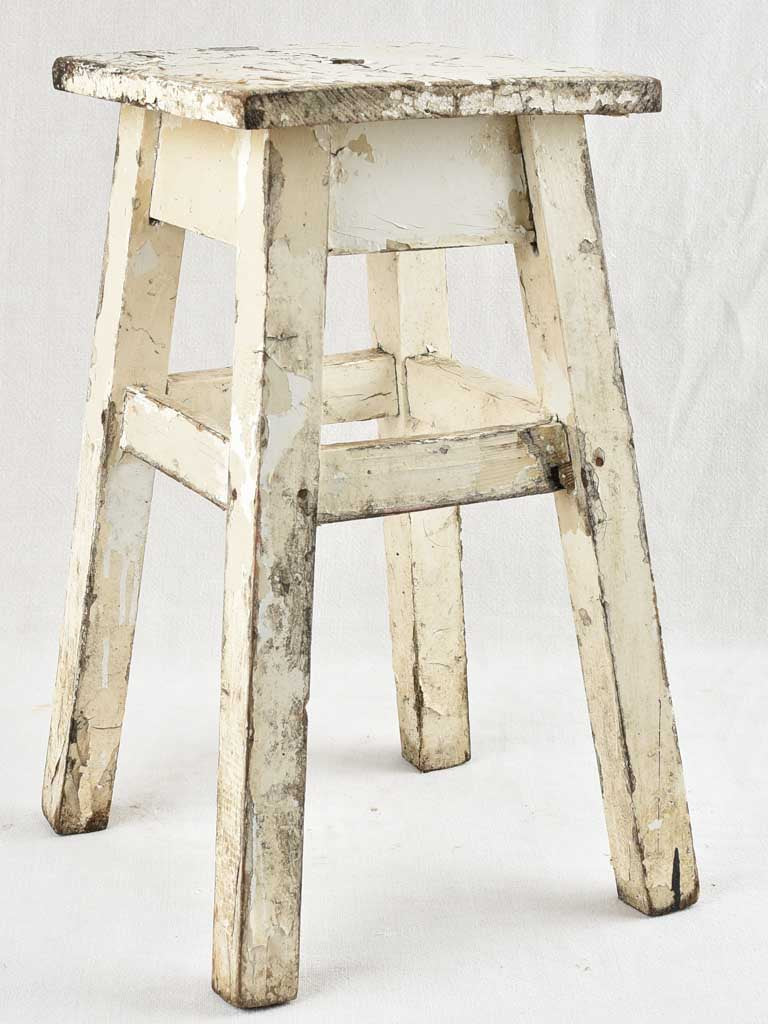 Vintage French stool with white patina