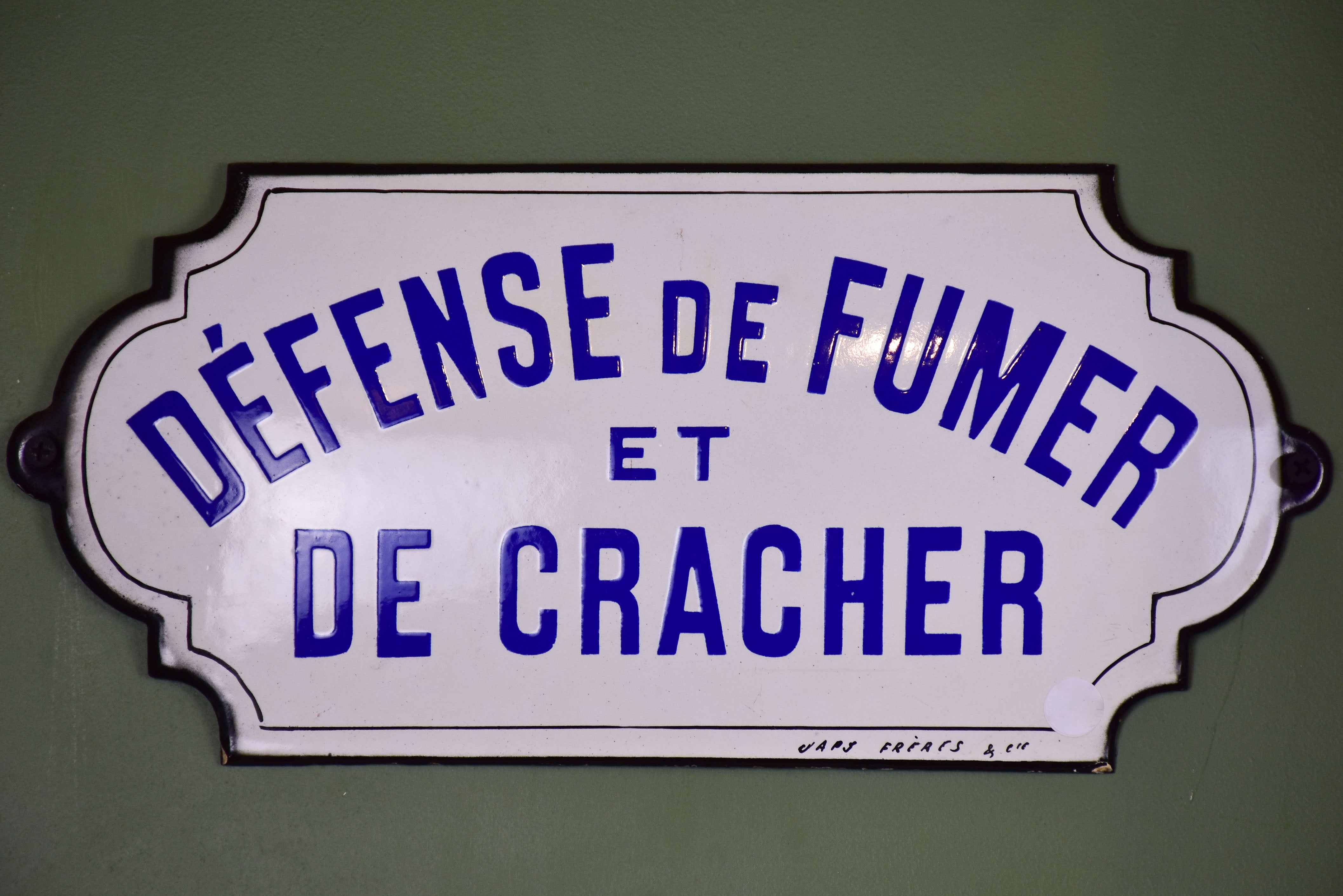 Early 20th century French sign - Défense de fumer