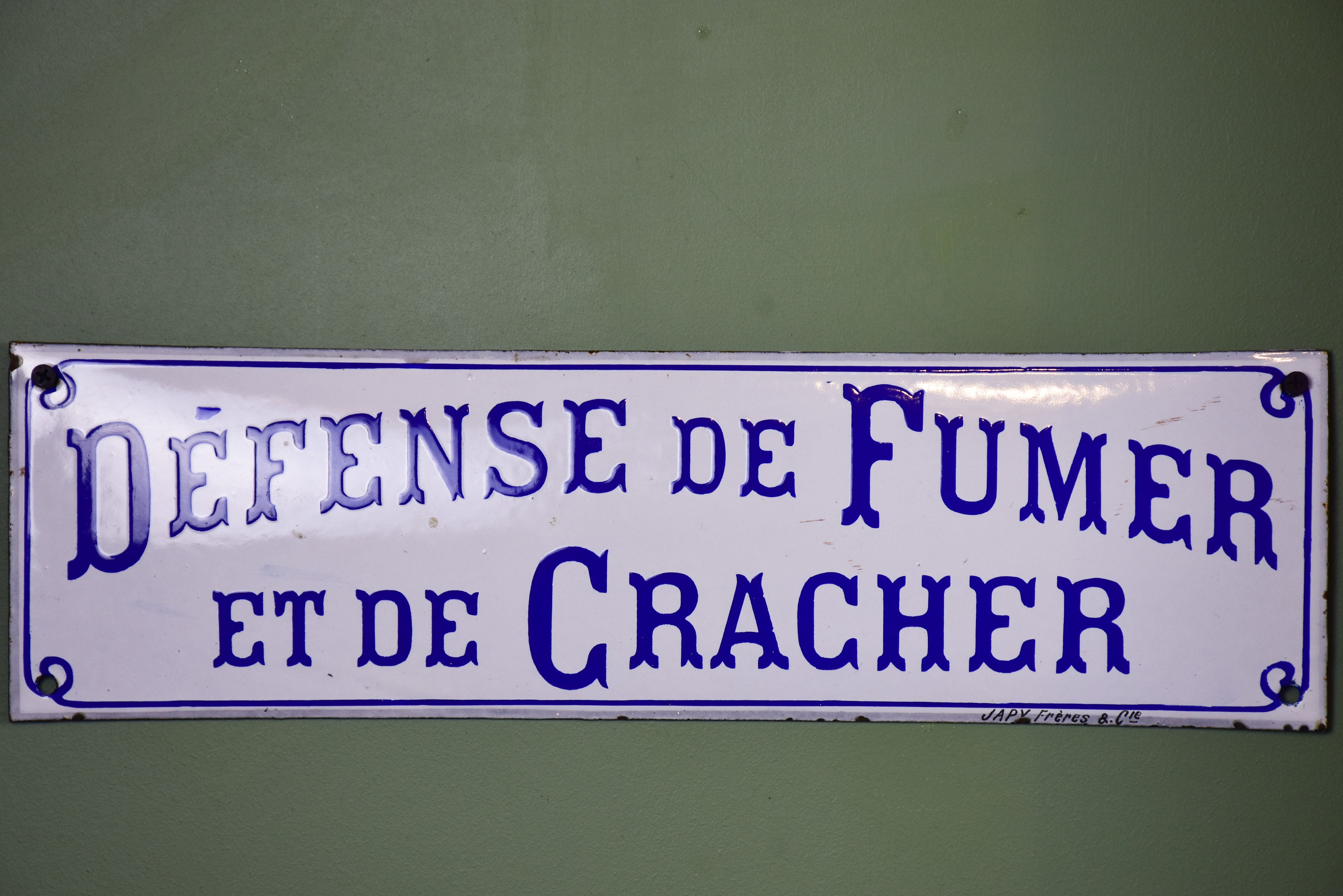 Early 20th century French rectangular sign - Défense de fumer