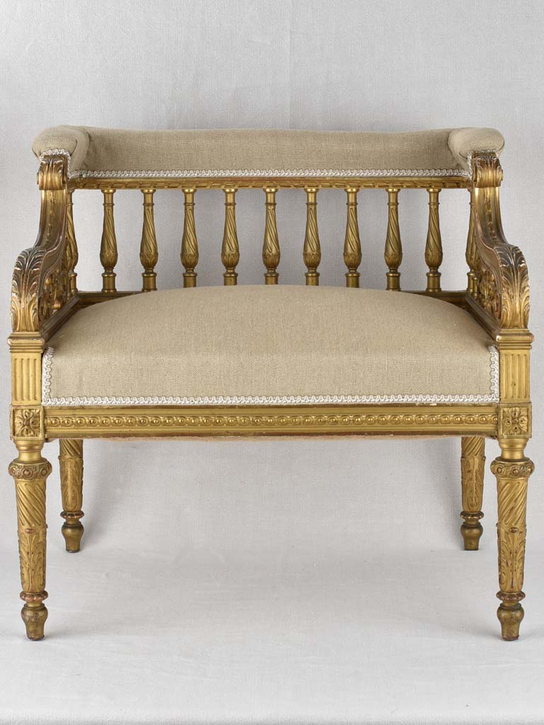 19th century banquette square armchair