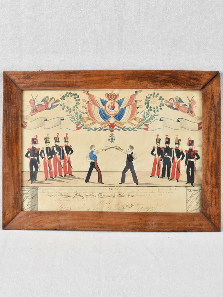 19th century military gouache painting 16¼" x 22"