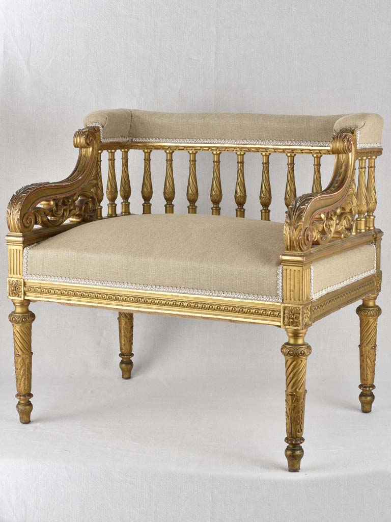 19th century banquette square armchair