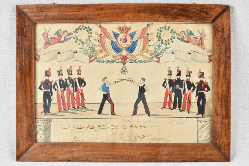 19th century military gouache painting 16¼" x 22"