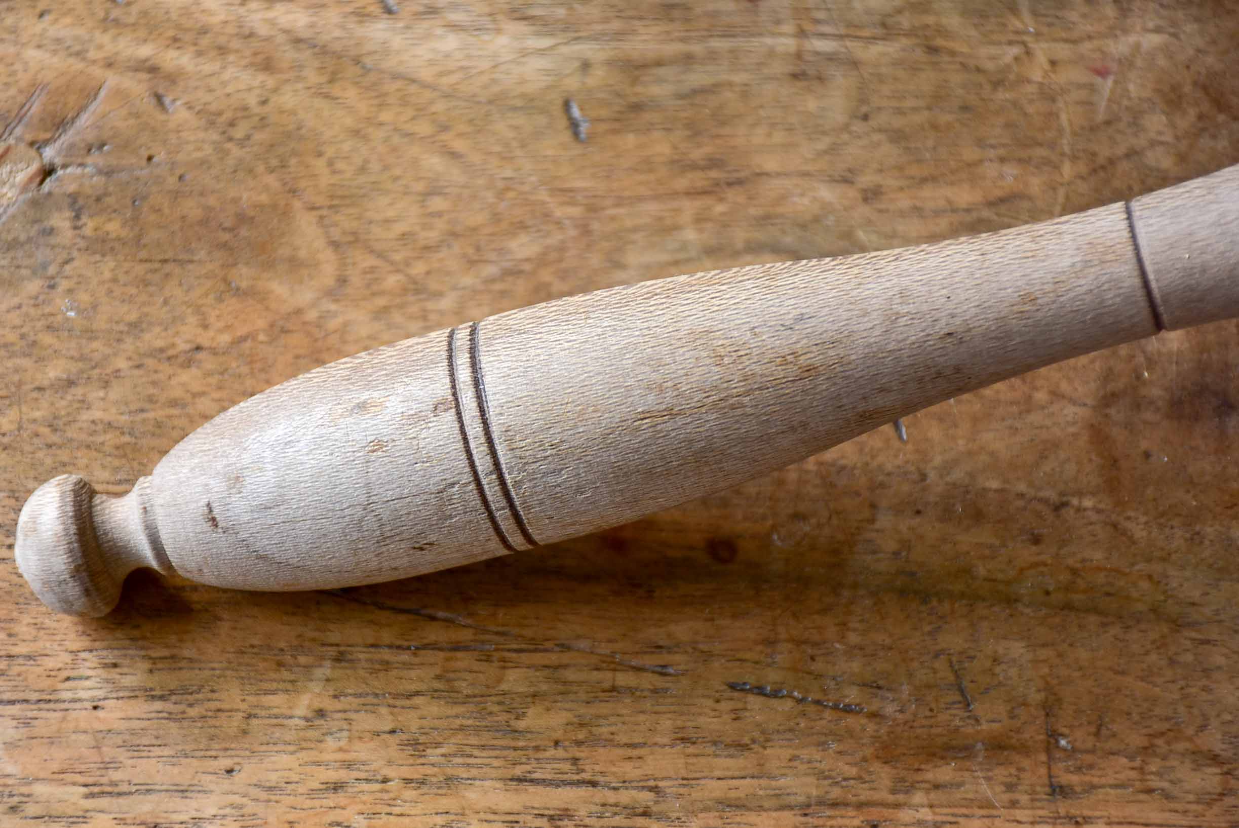 Antique French white marble mortar with wooden pestle