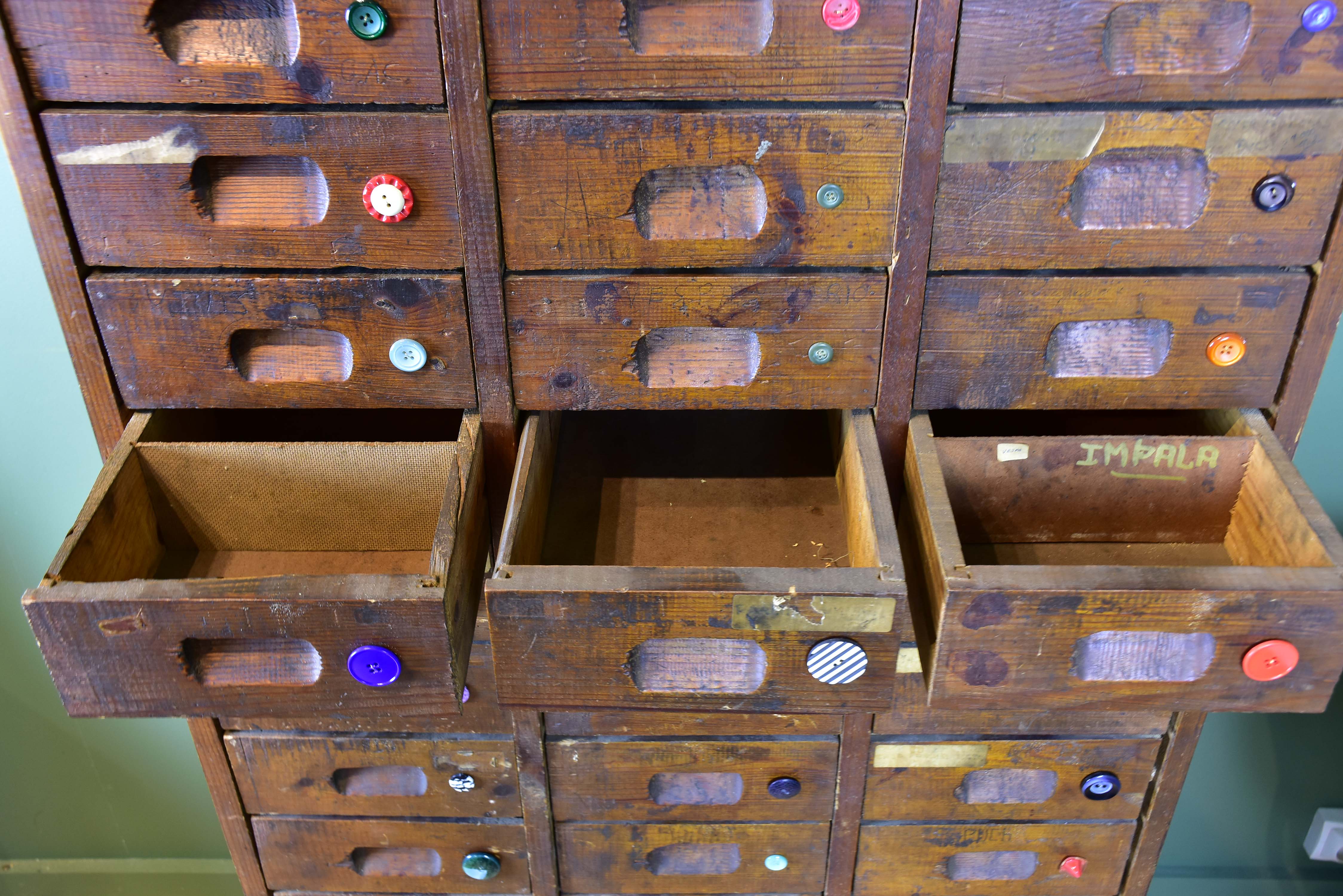 Vintage French drawers from a button shop