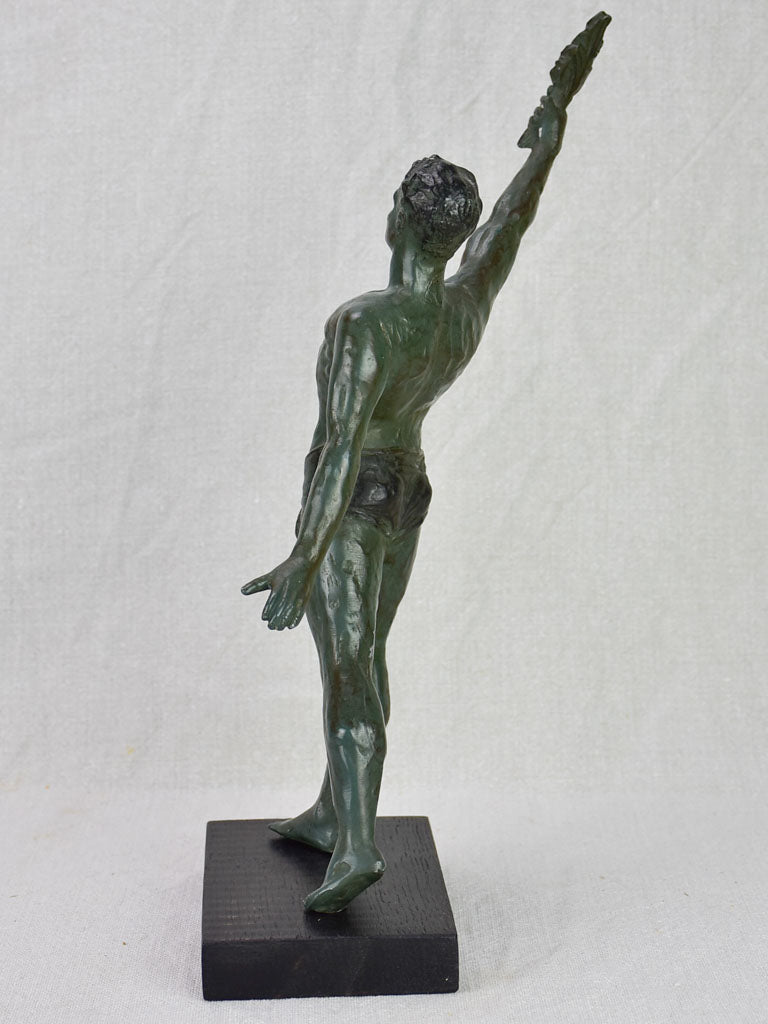 Vintage statue of a god / hero in cast iron 14¼"