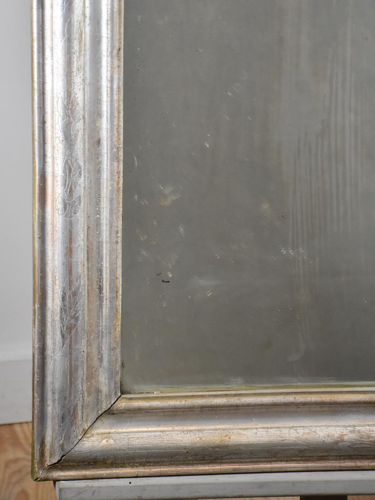 Antique French Louis Philippe mirror with silver frame 26" x 35"