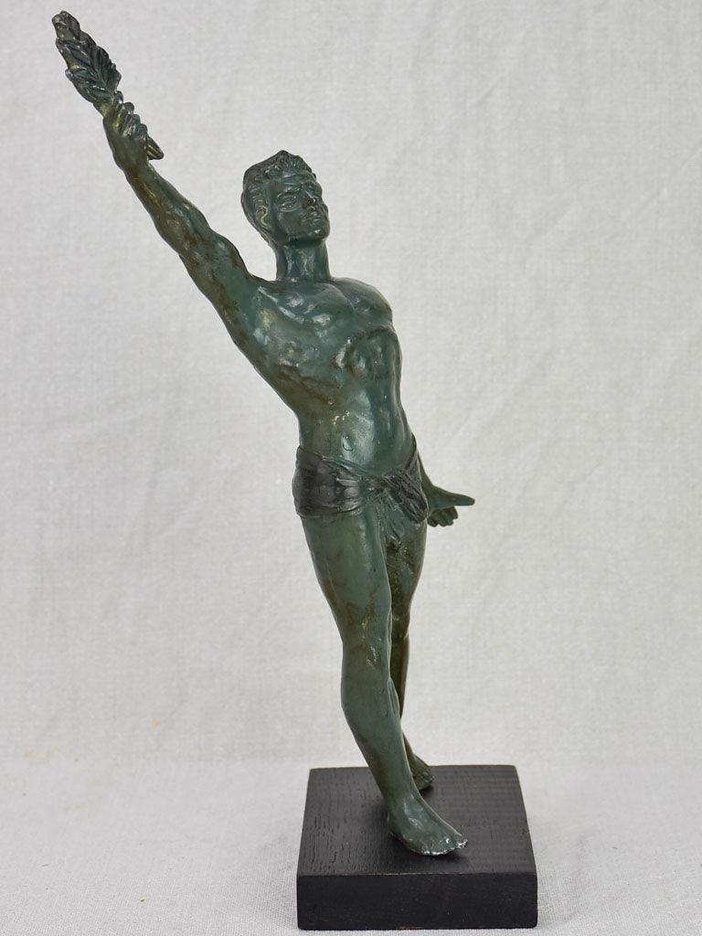 Vintage statue of a god / hero in cast iron 14¼"