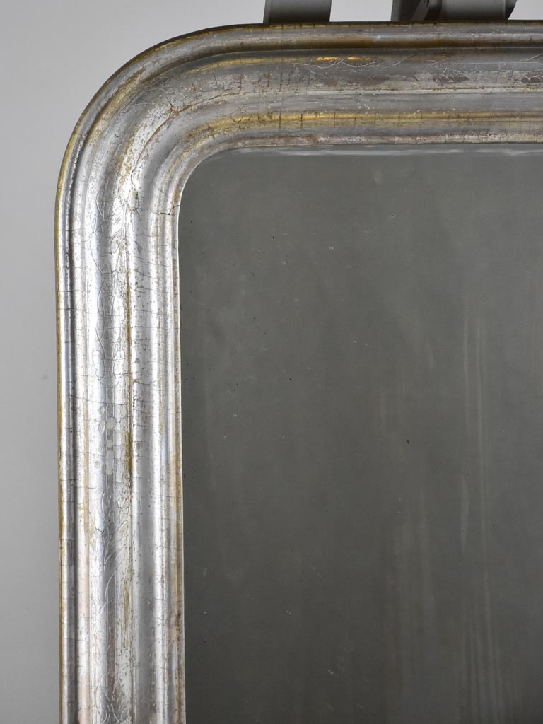 Antique French Louis Philippe mirror with silver frame 26" x 35"