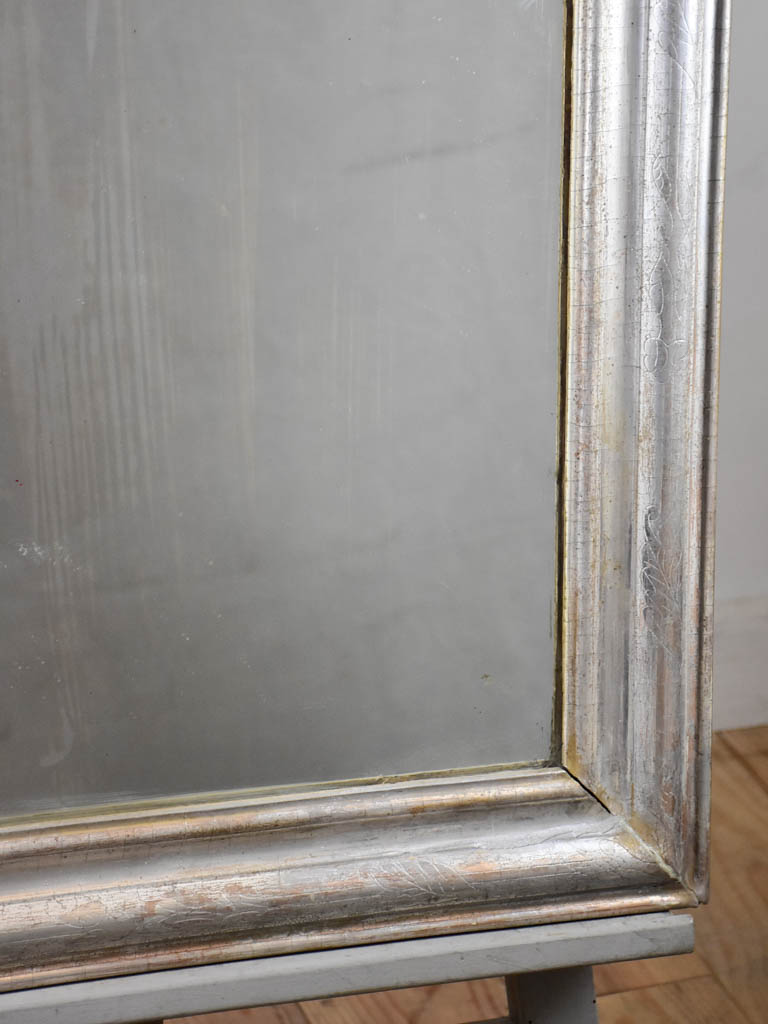 Antique French Louis Philippe mirror with silver frame 26" x 35"