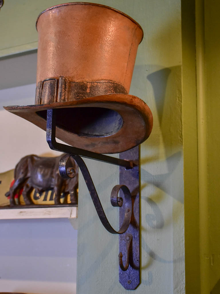 19th Century French sign from a milliner's shop with a top hat