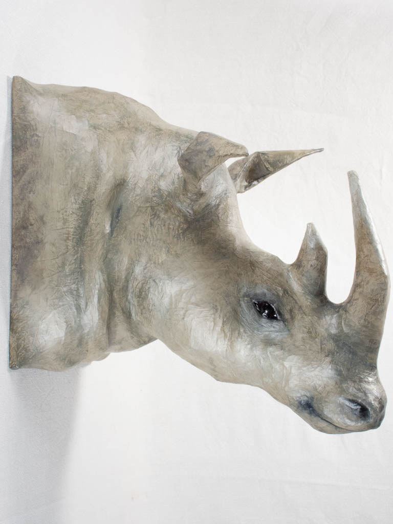 Artisan made papier-mâché rhinoceros head 22¾"