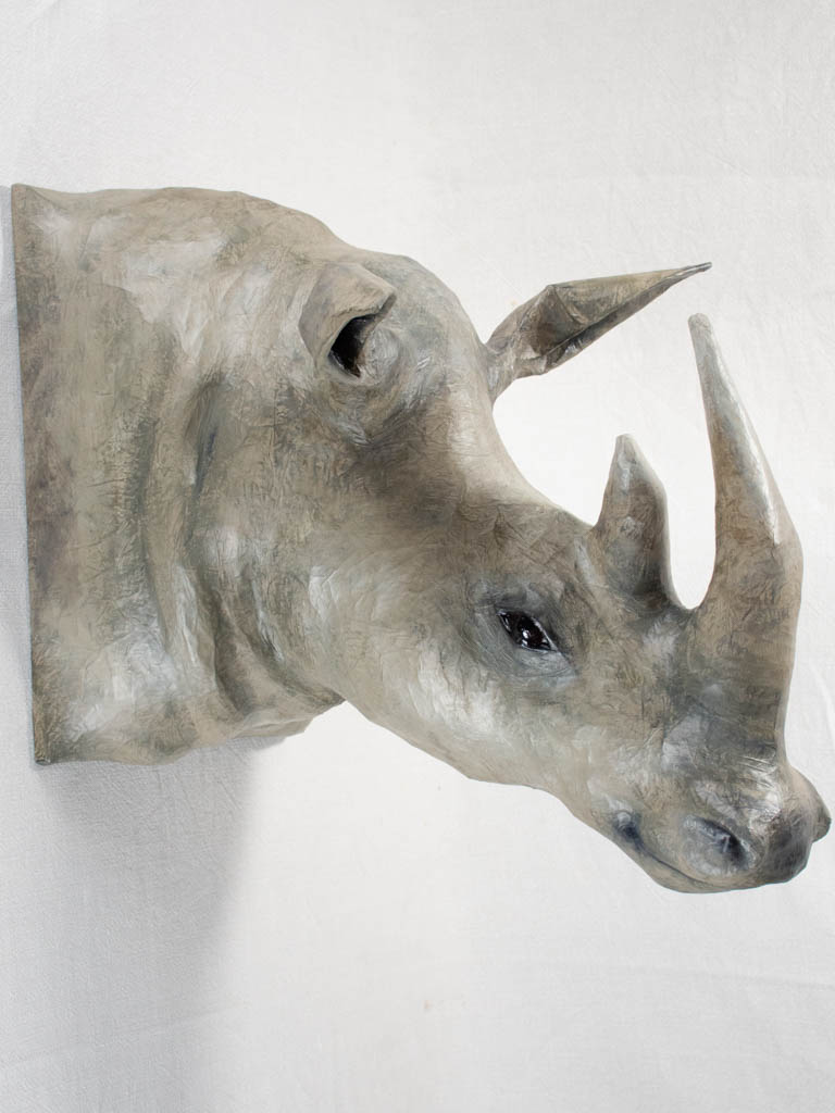 Artisan made papier-mâché rhinoceros head 22¾"