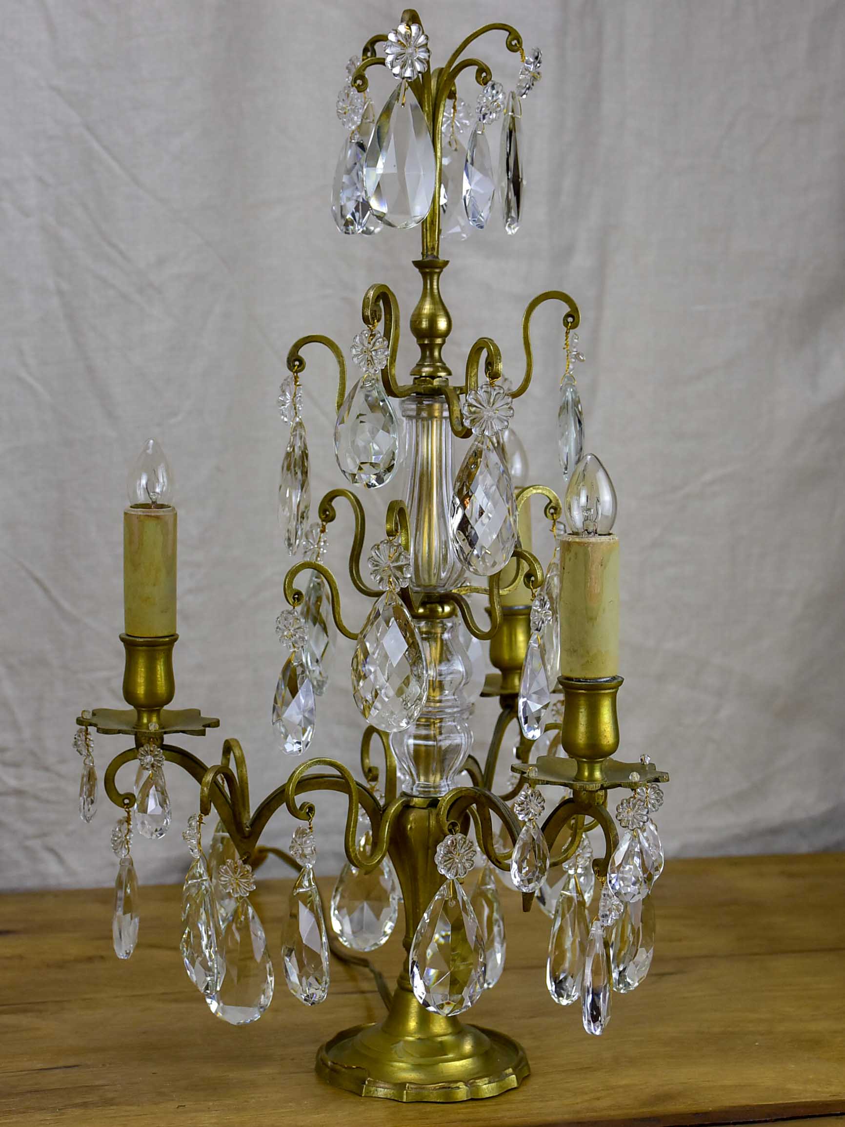 Pair of late 19th Century chandelier table lamps or Girandoles - three lights