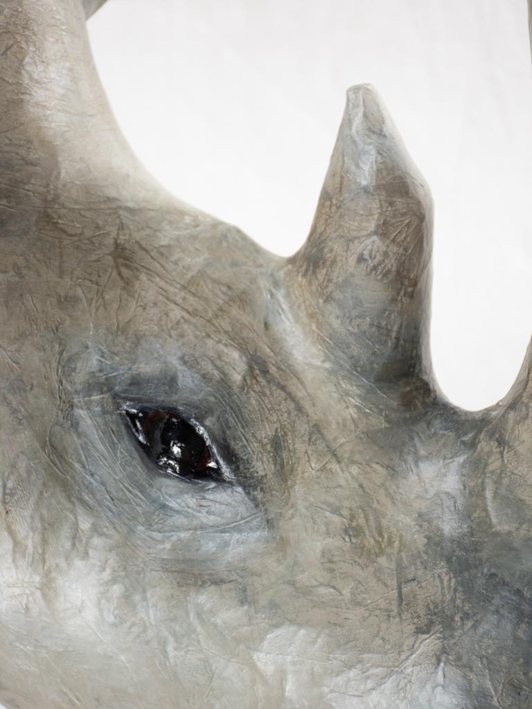 Artisan made papier-mâché rhinoceros head 22¾"