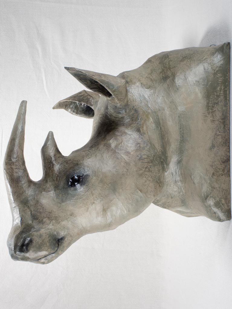 Artisan made papier-mâché rhinoceros head 22¾"