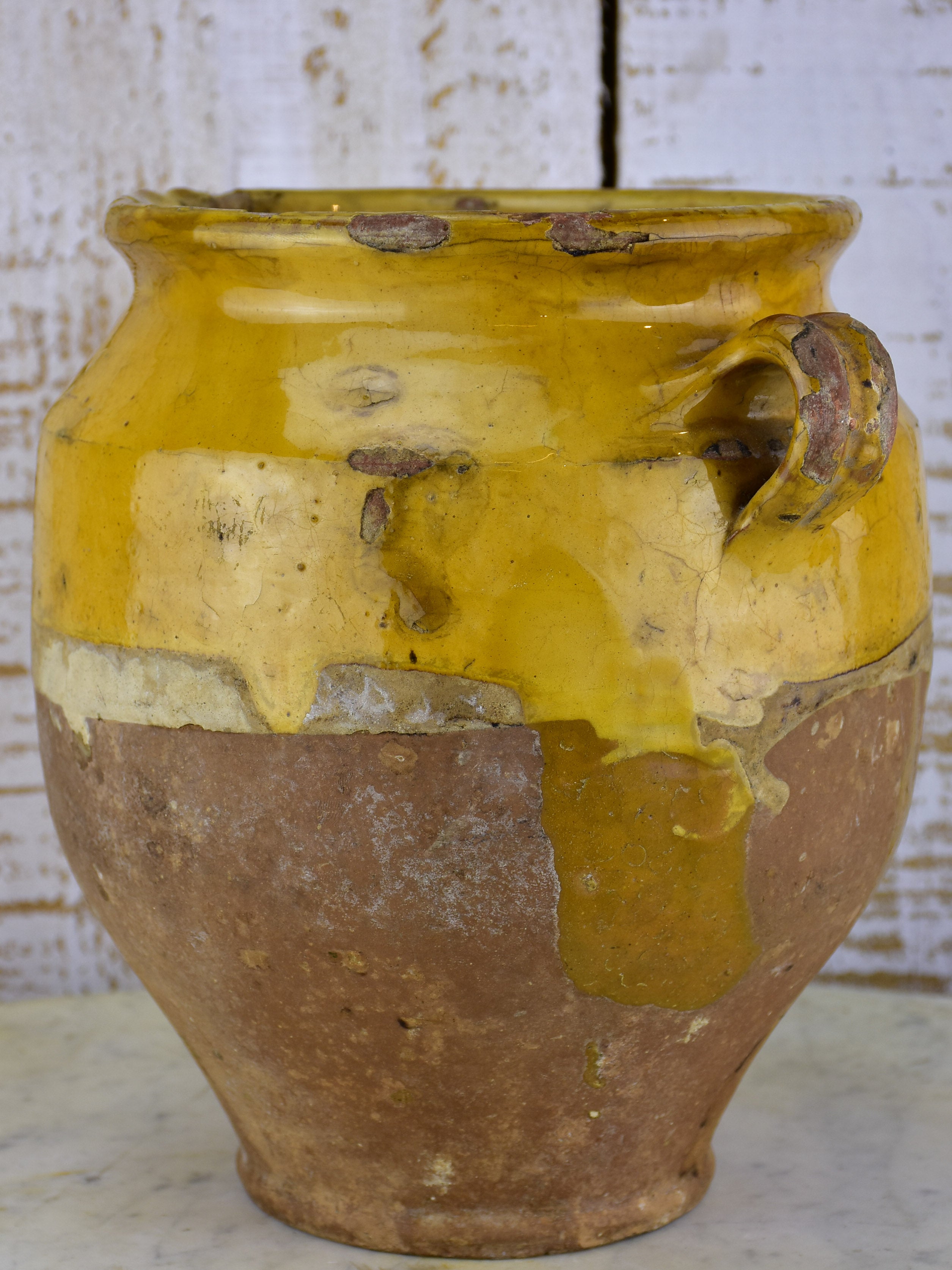 French confit pot with yellow glaze 19th century