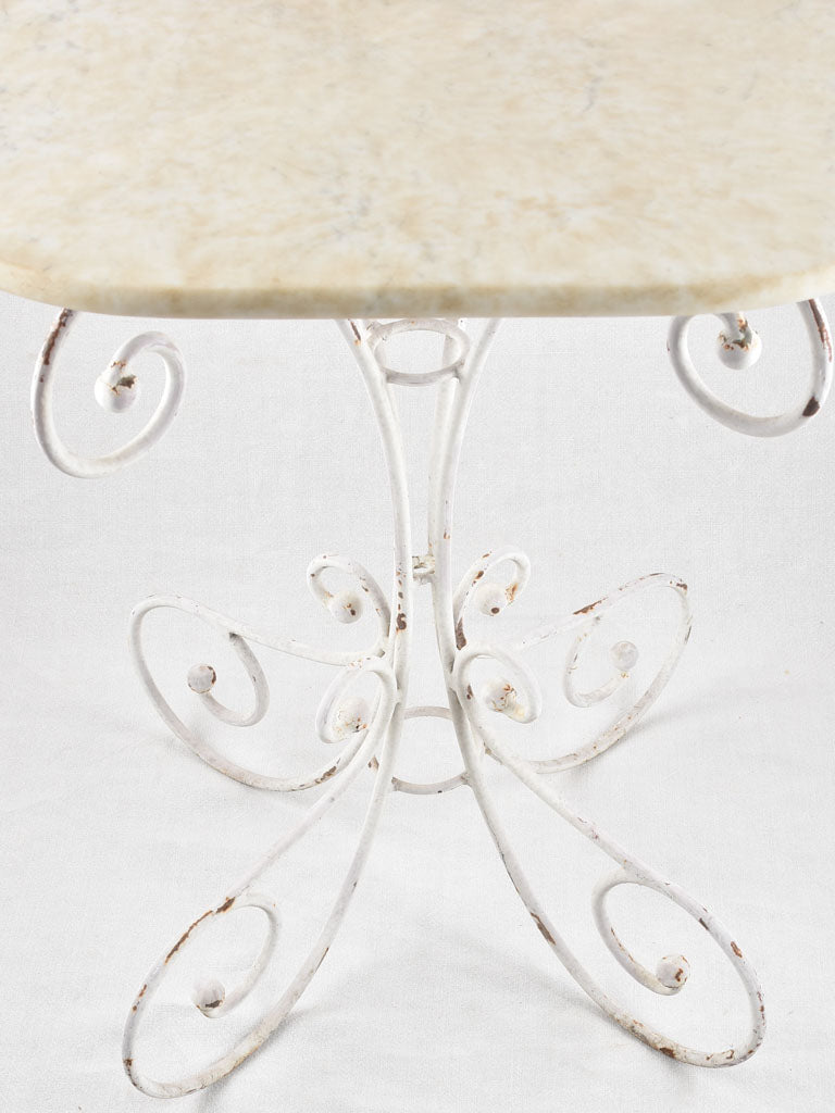 Pair of superb oval marble top garden tables