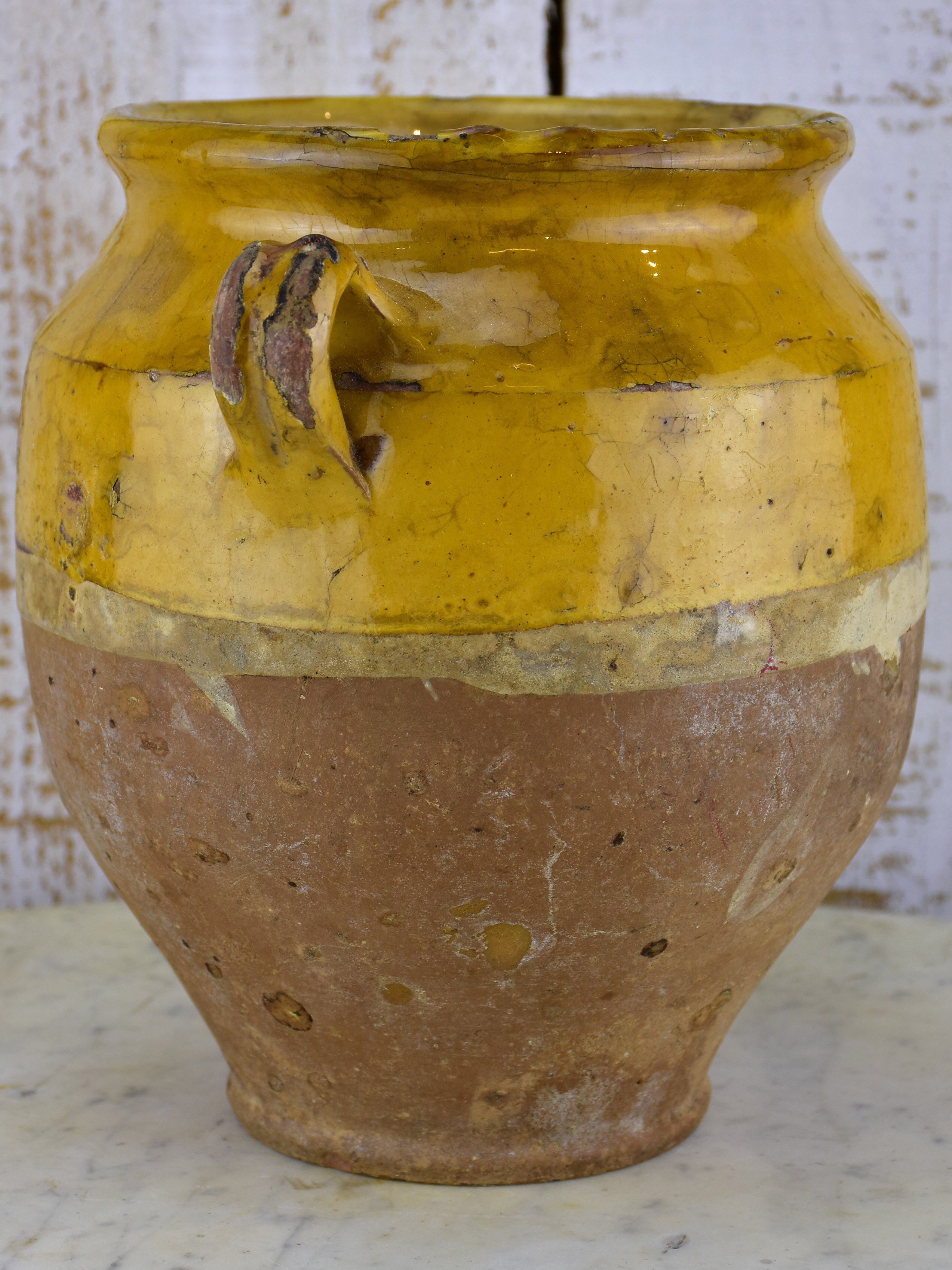 French confit pot with yellow glaze 19th century