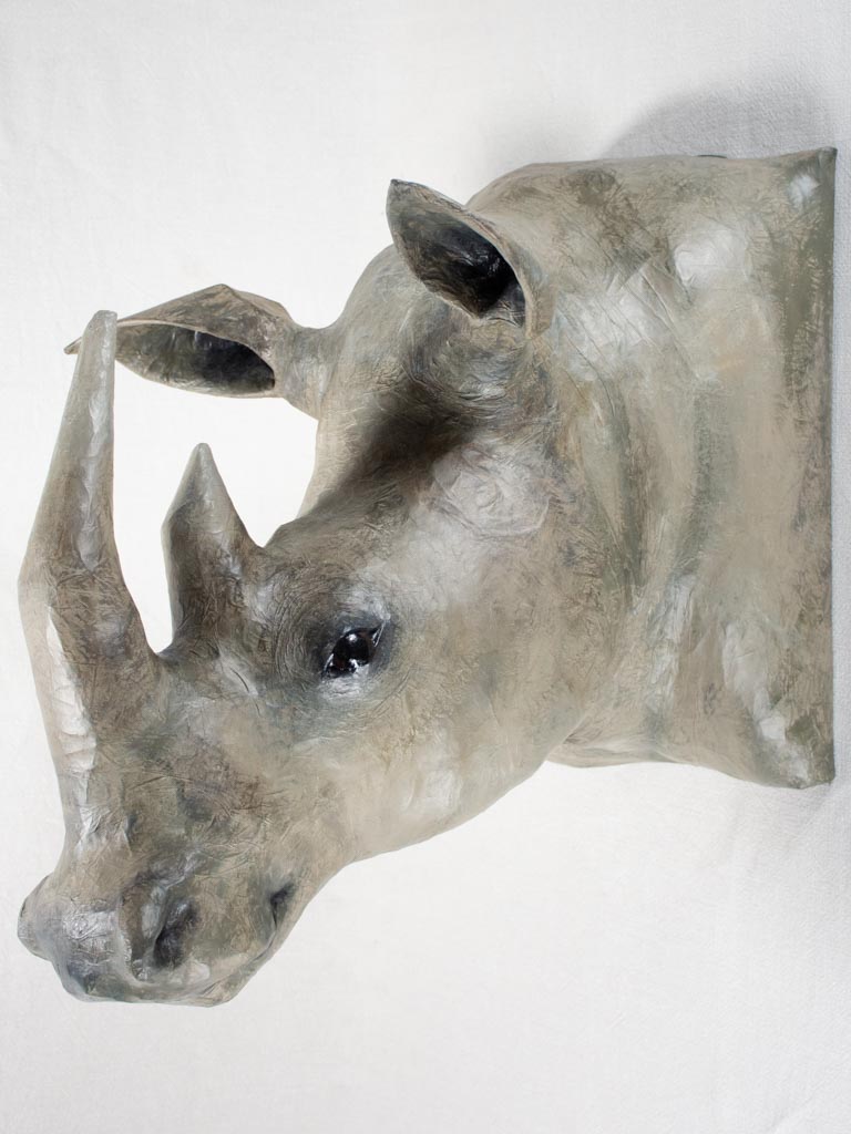 Artisan made papier-mâché rhinoceros head 22¾"