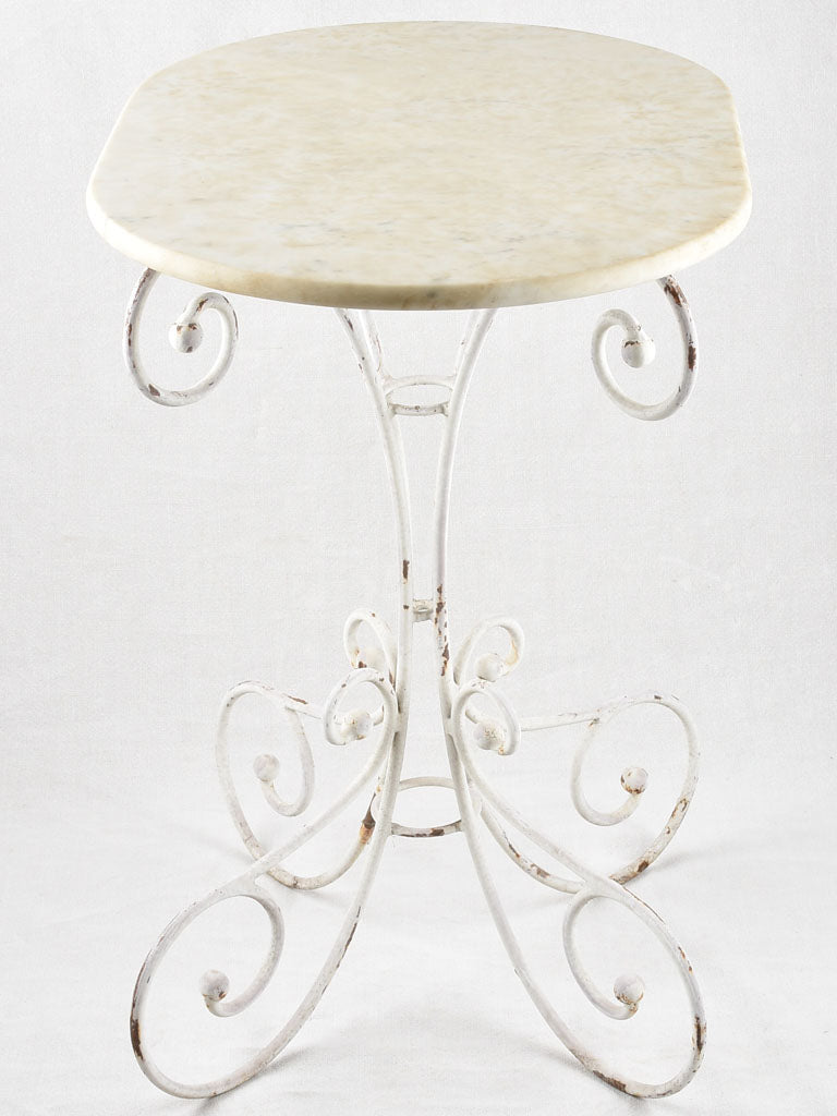 Pair of superb oval marble top garden tables