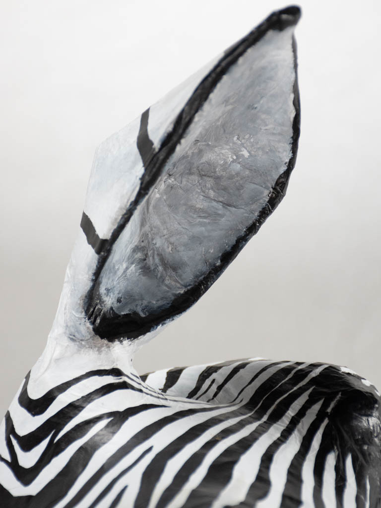 Artisan made papier-mâché zebra head 21¾"