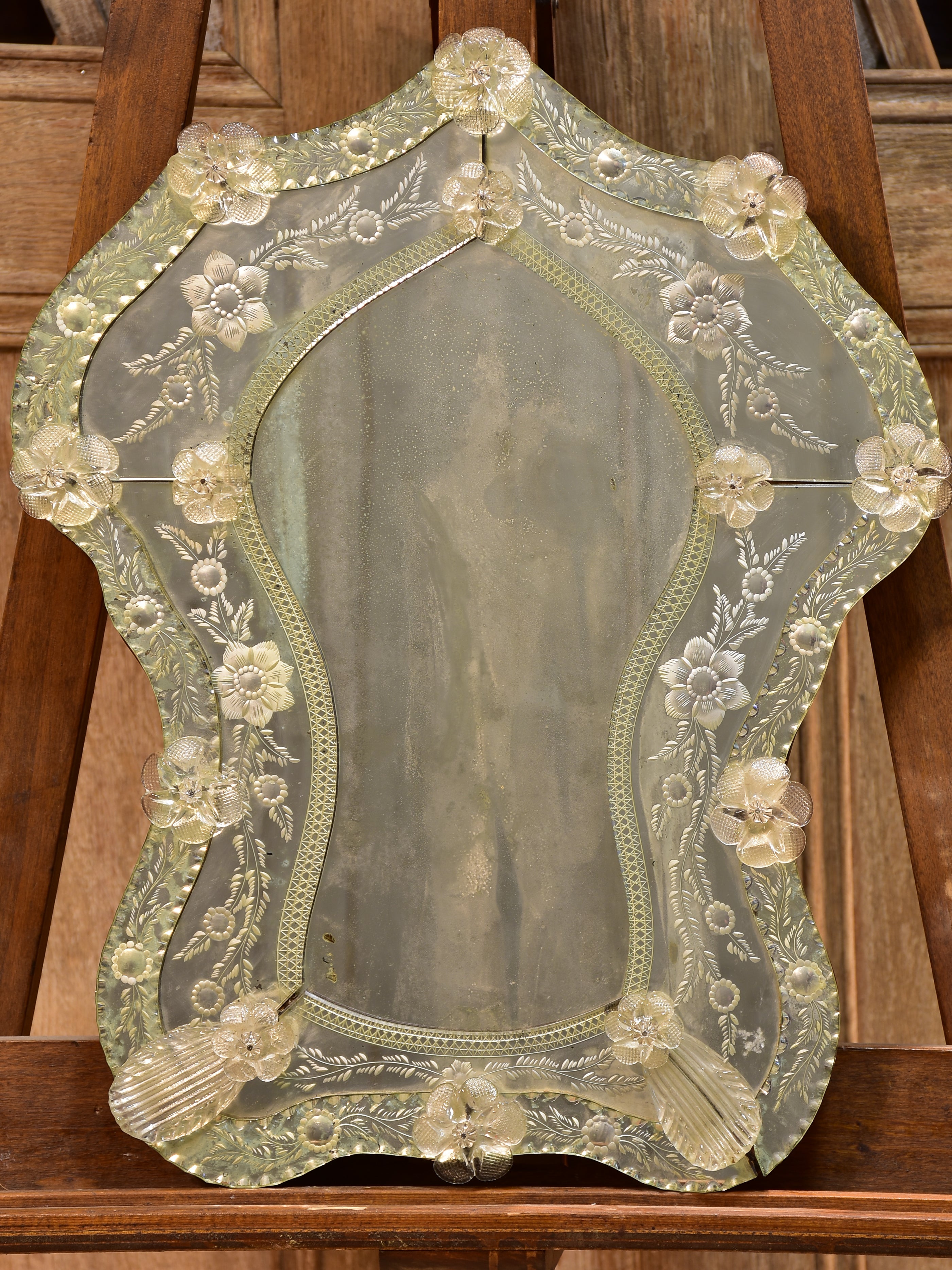 Antique Venetian mirror with stand