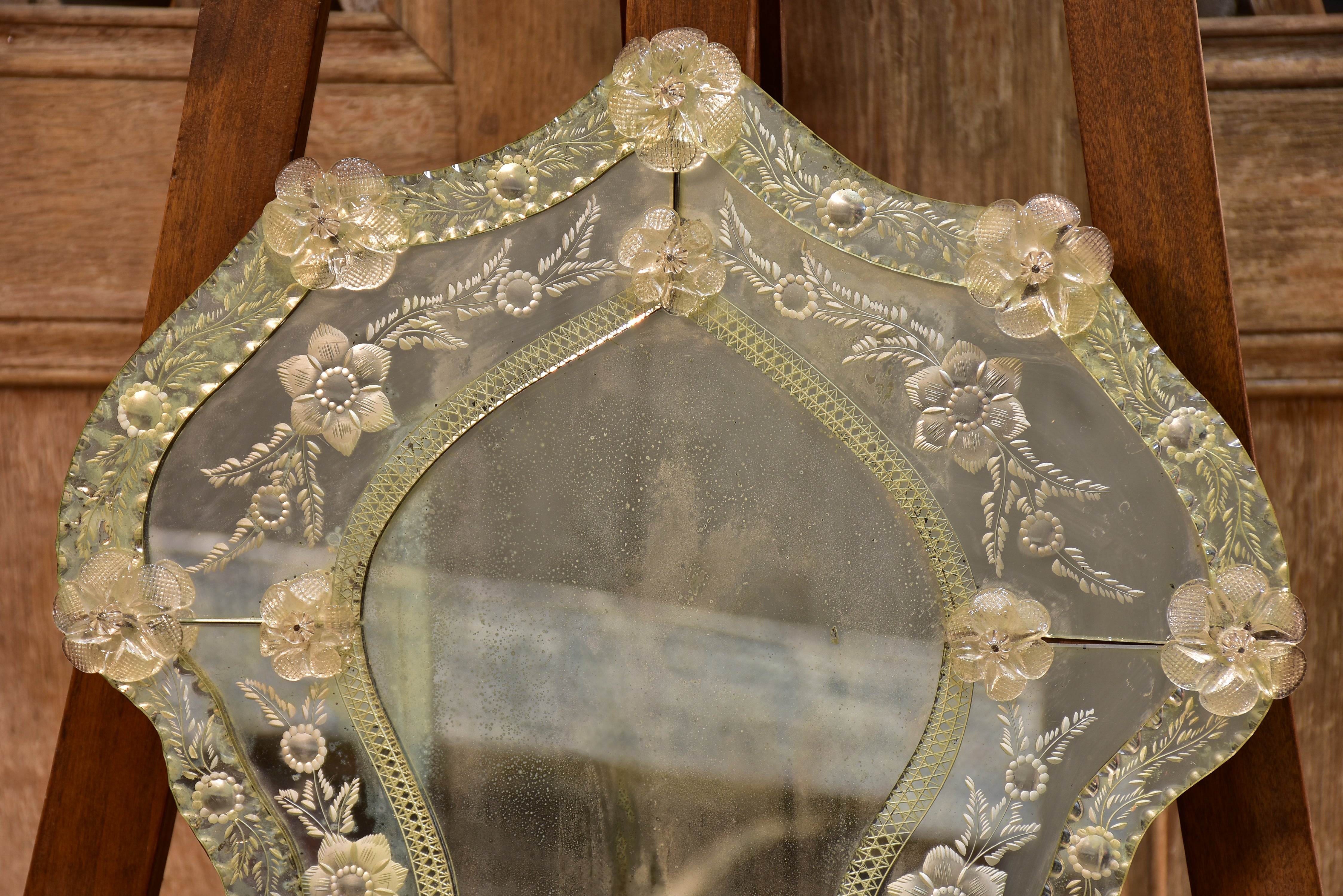 Antique Venetian mirror with stand