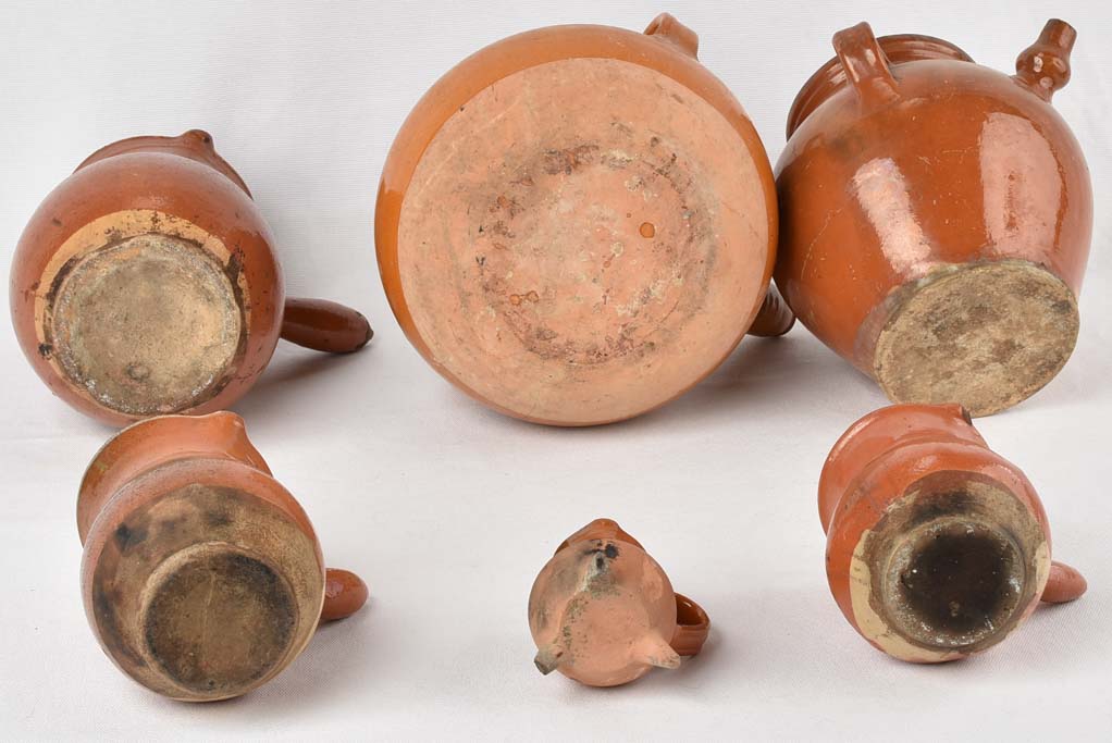 Antique brown glazed cooking pot set