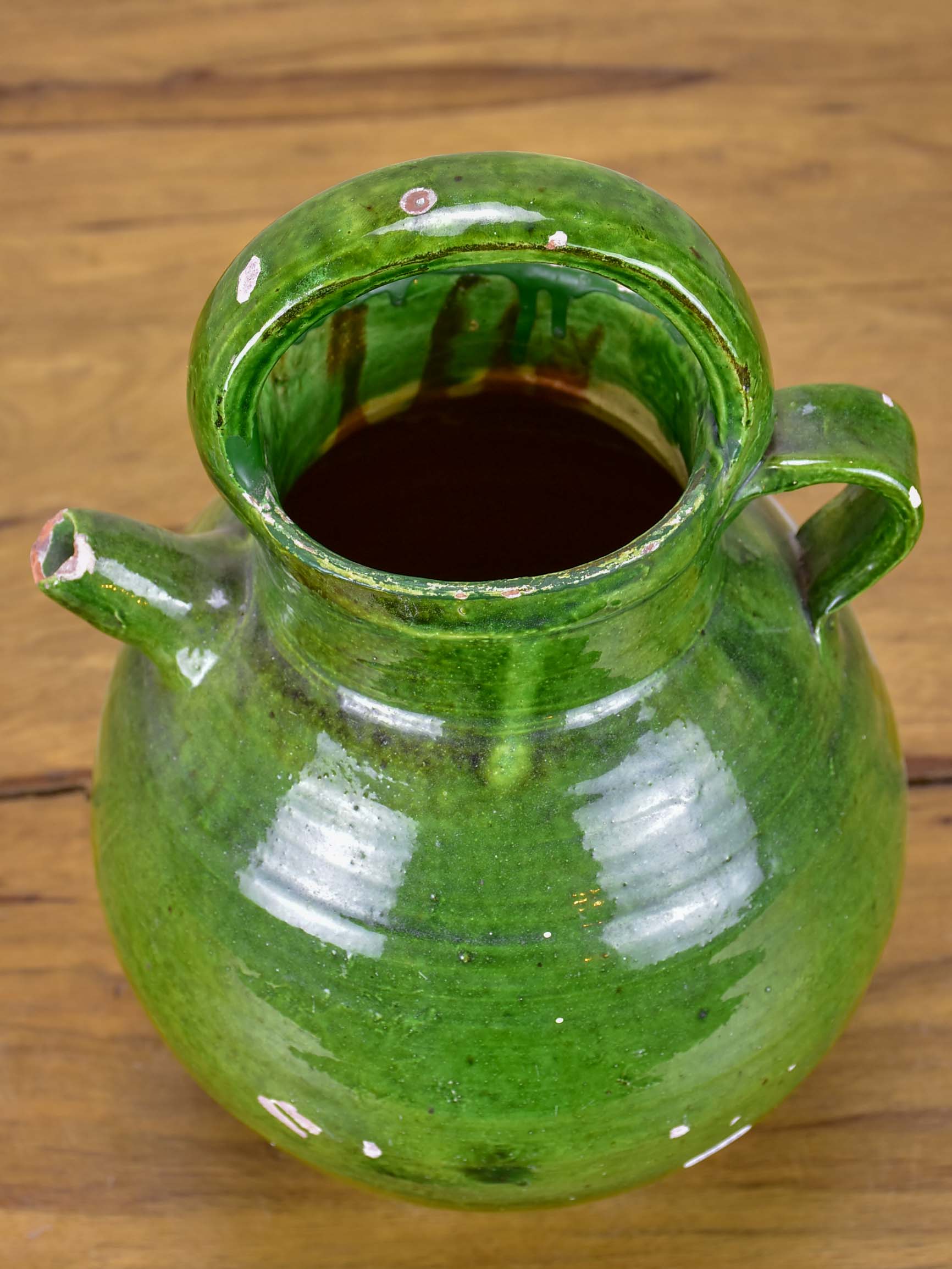 Early 20th Century French water jug with green glaze