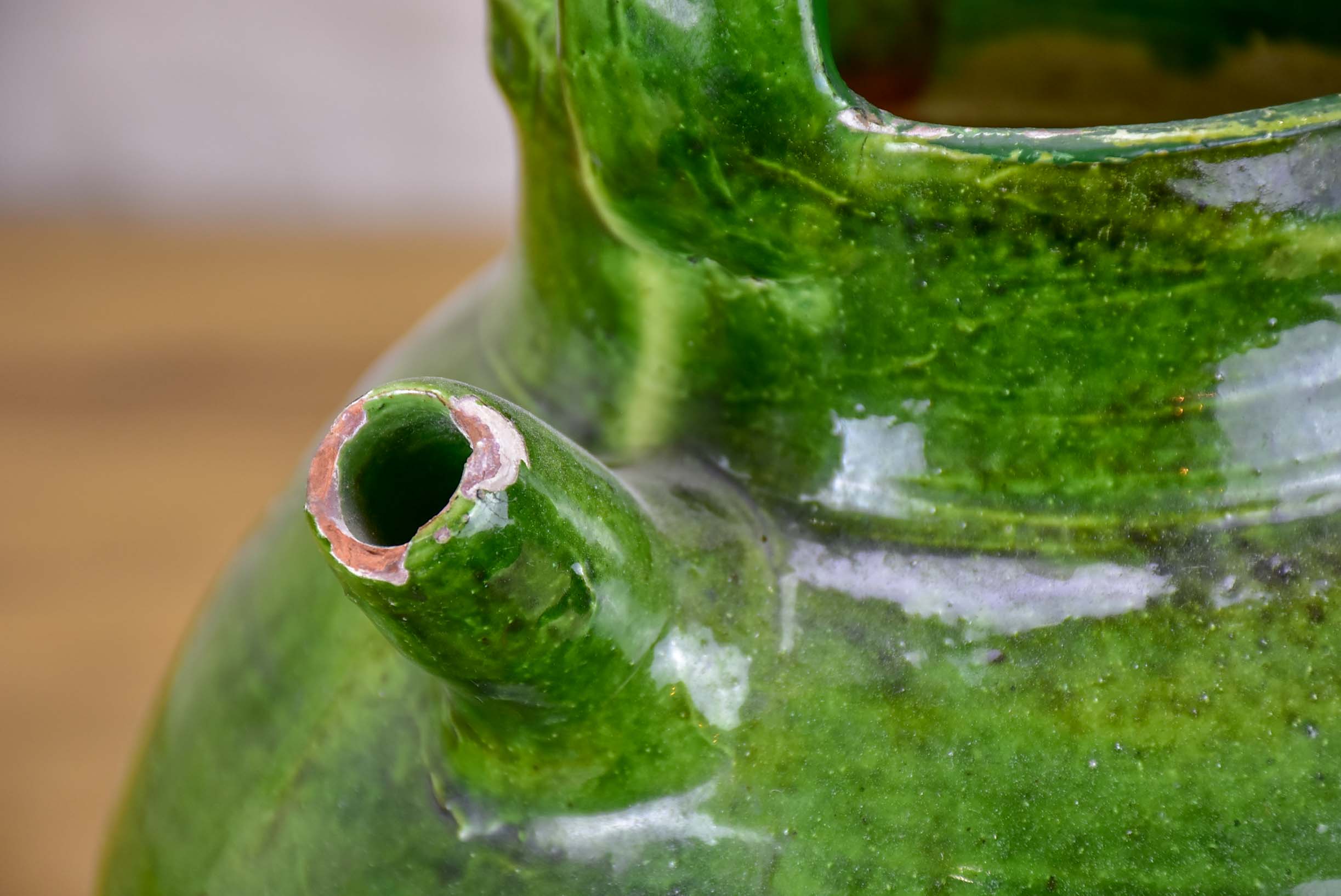 Early 20th Century French water jug with green glaze