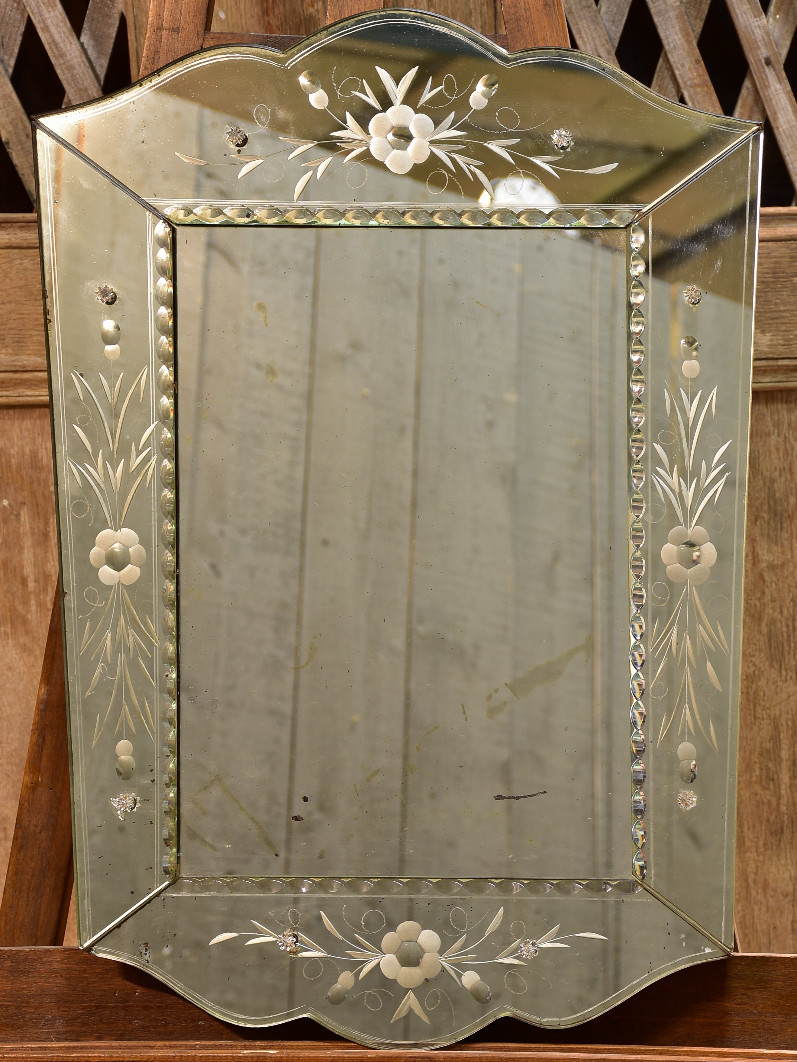 Vintage venetian style mirror with tapered frame