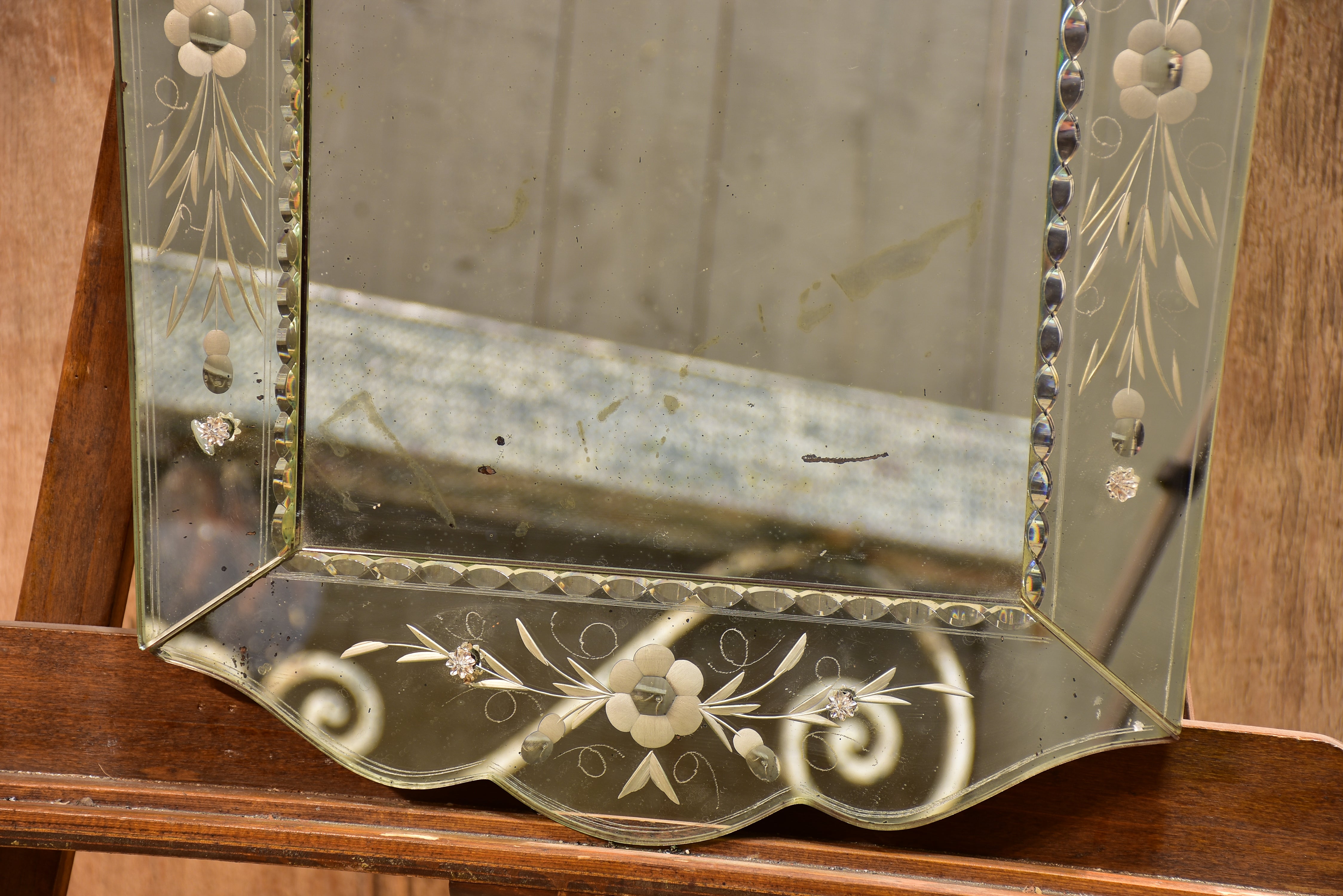 Vintage venetian style mirror with tapered frame