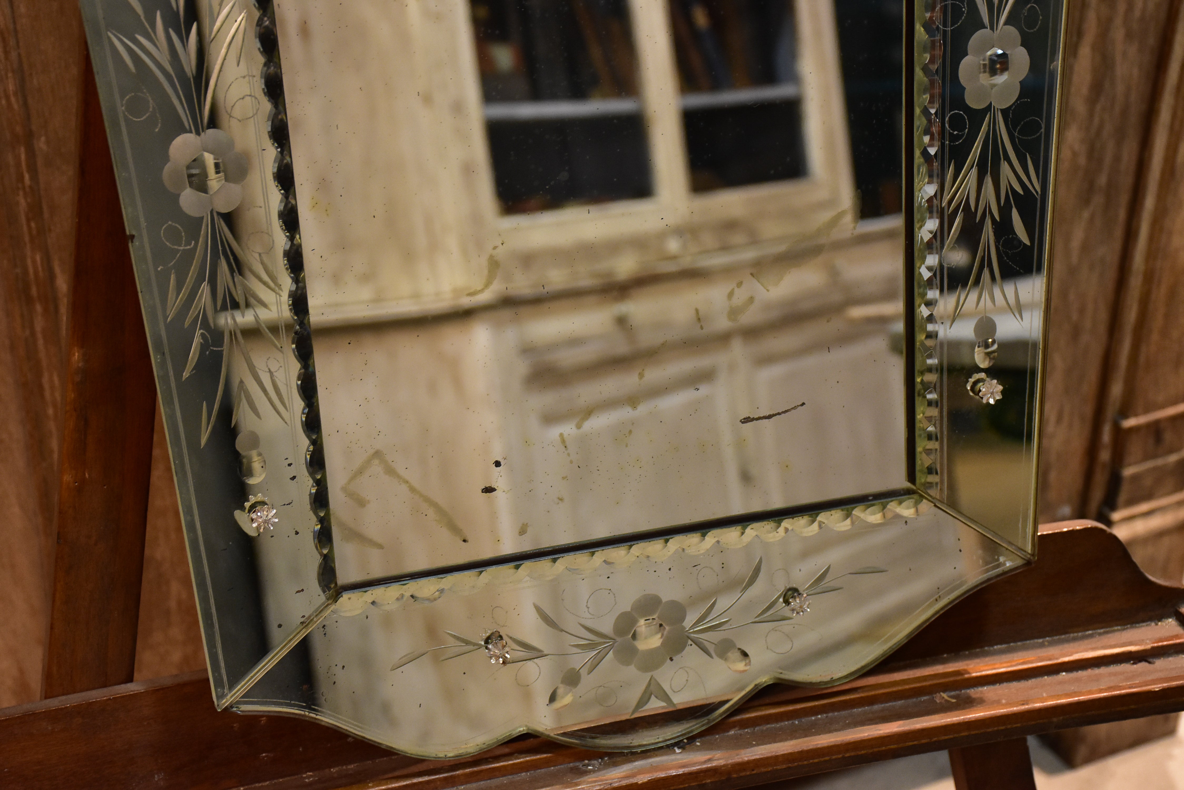 Vintage venetian style mirror with tapered frame