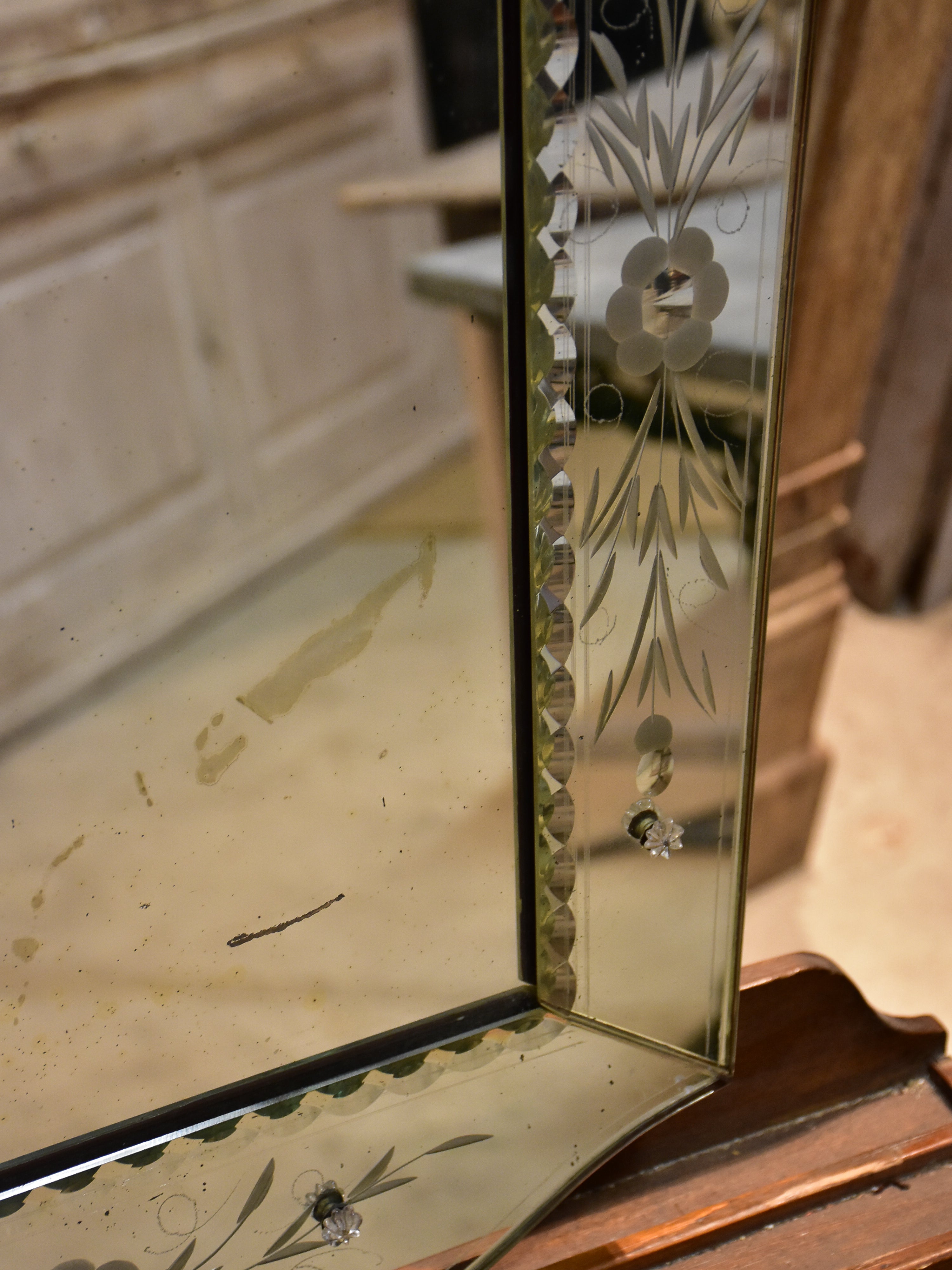 Vintage venetian style mirror with tapered frame