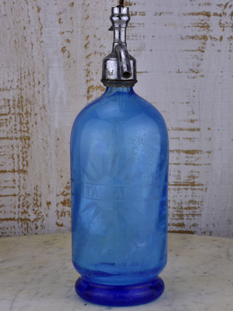 Antique French Seltzer bottle - blue