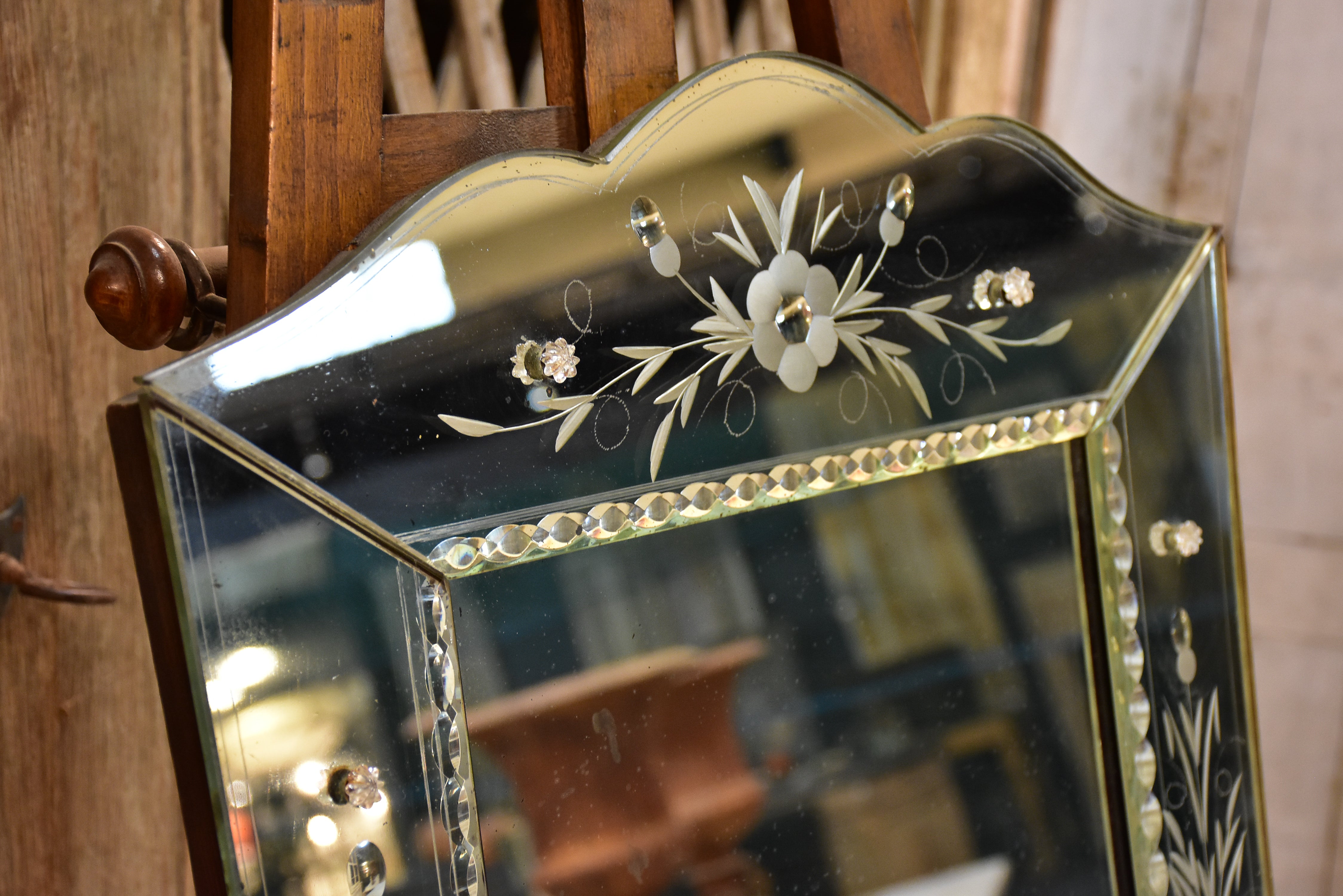 Vintage venetian style mirror with tapered frame