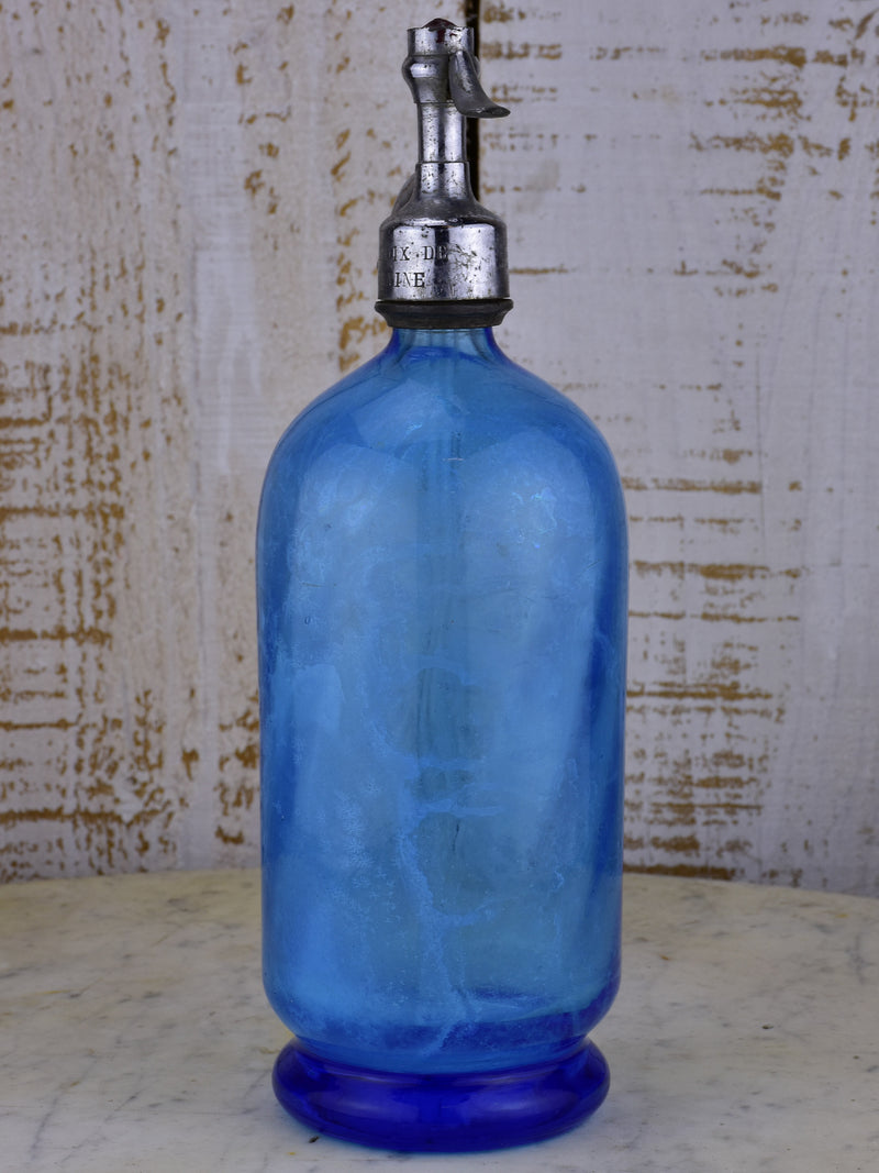 Antique French Seltzer bottle - blue