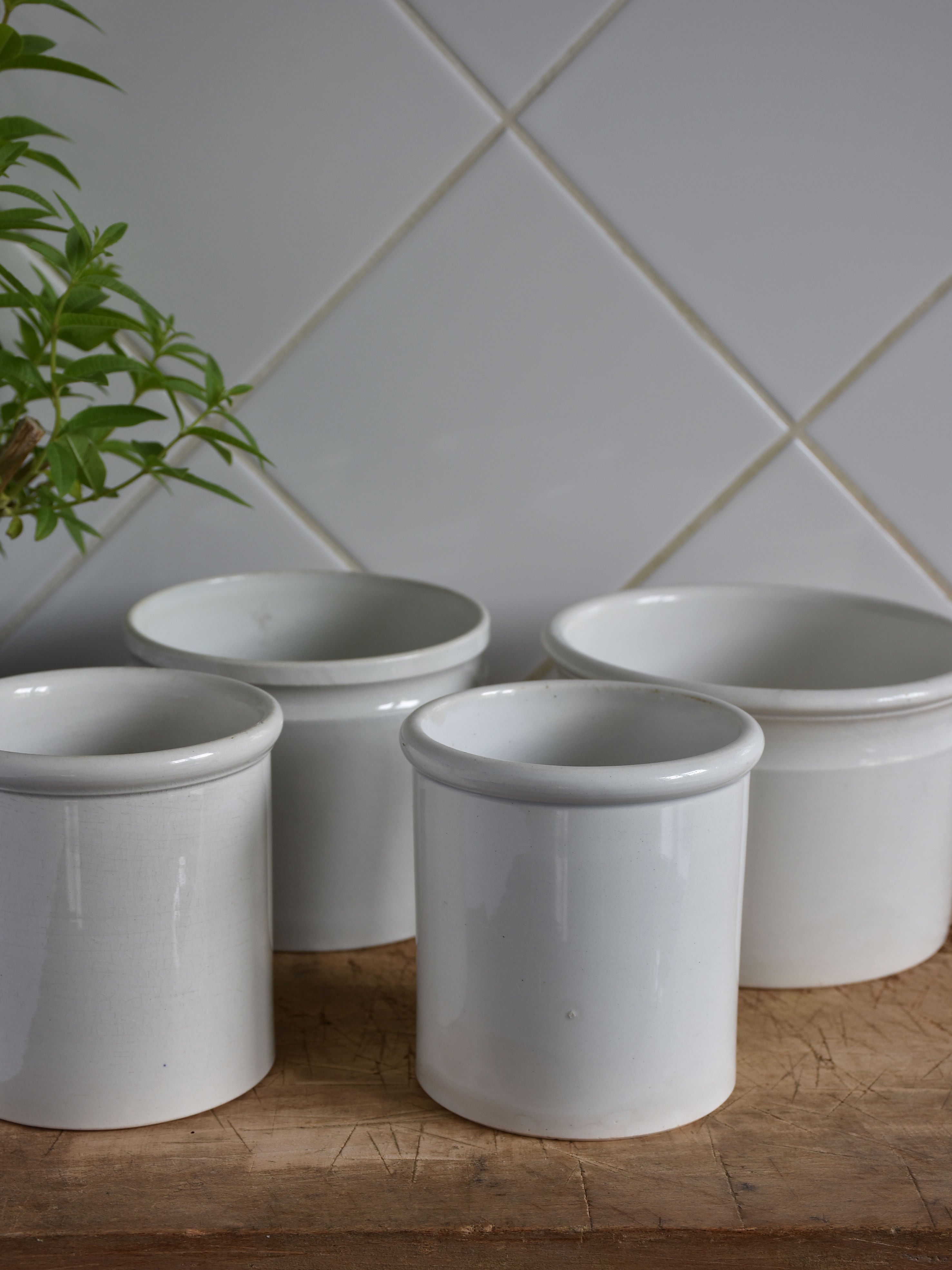 19th century French ironstone preserving jars – Four