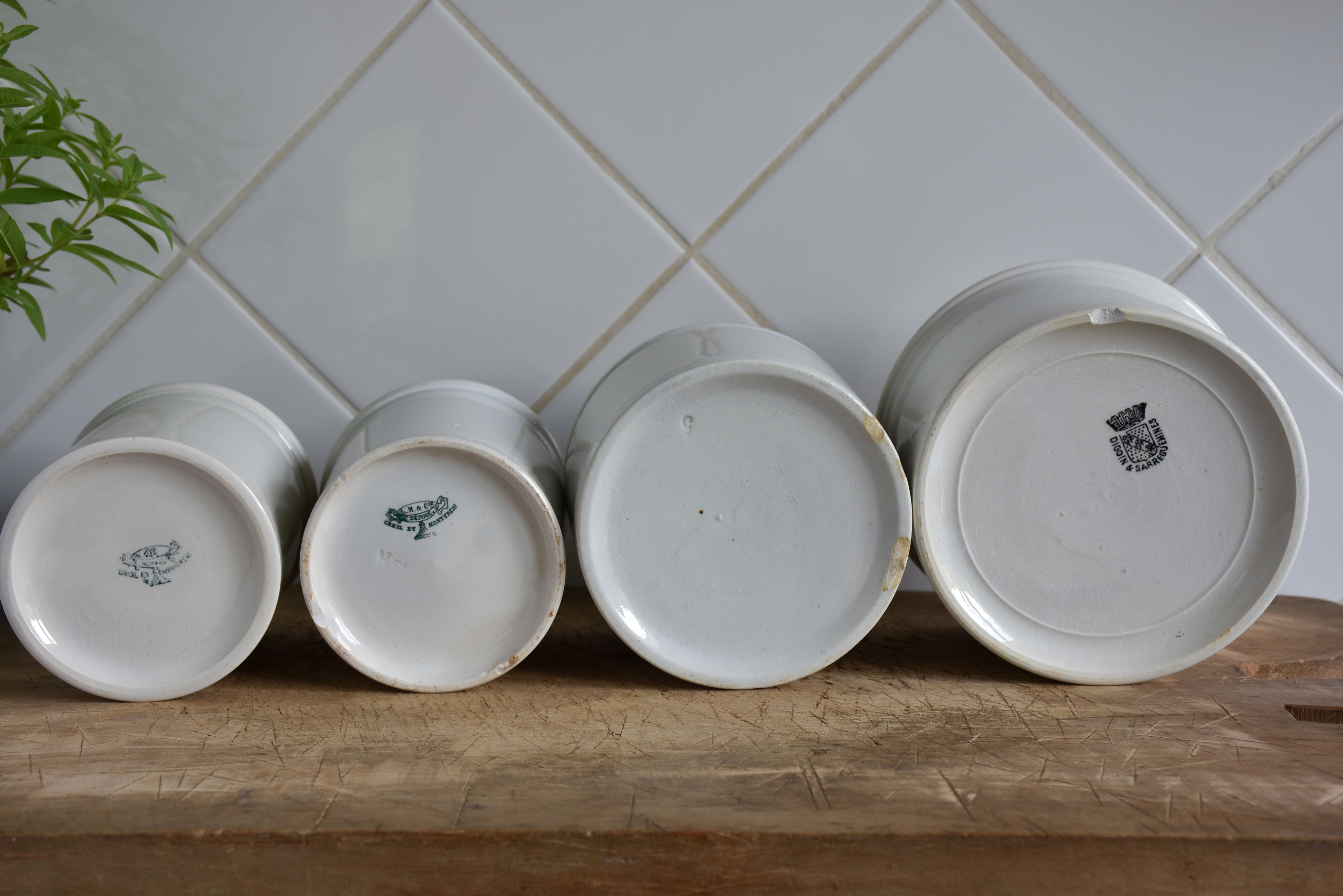 19th century French ironstone preserving jars – Four